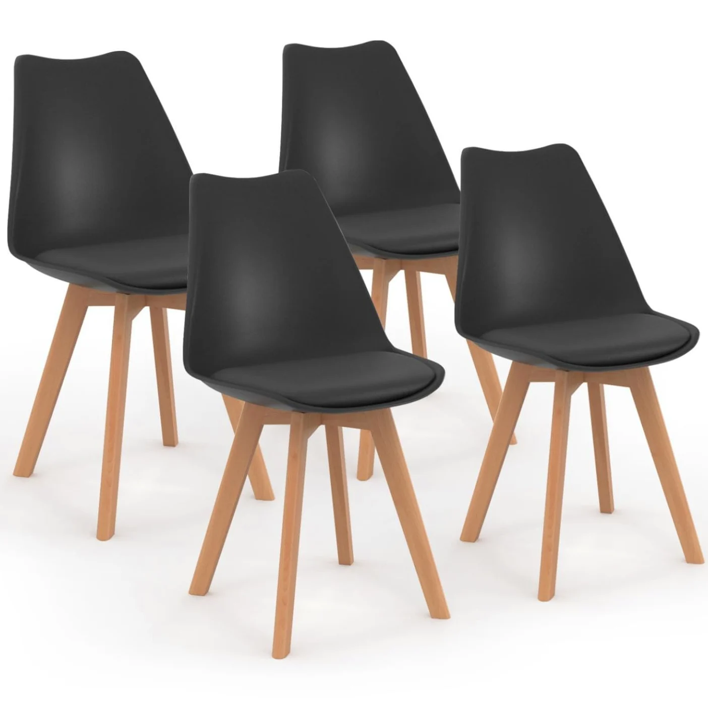 IDMarket - Ensemble Table à Manger Ronde Alix 110 cm Bois et Noir et 4 chaises SARA Noires