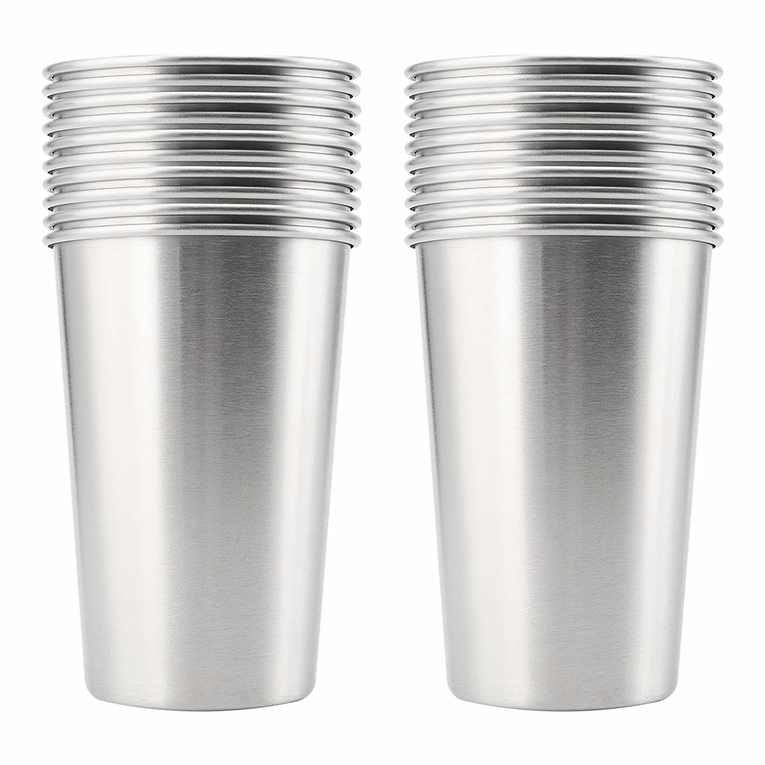 Lot de 24 gobelets en acier inoxydable 304 - Empilables et incassables - Pour bar, maison, restaurant, boissons chaudes et froides - Utilisation en intérieur et en extérieur - 500 ml