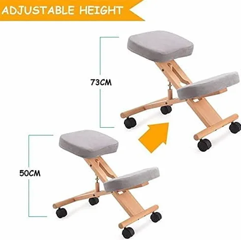 Chaise ergonomique professionnelle à hauteur réglable avec roulettes coussins confortables et support de genoux pour une bonne posture corriger les douleurs dorsales cervicales la