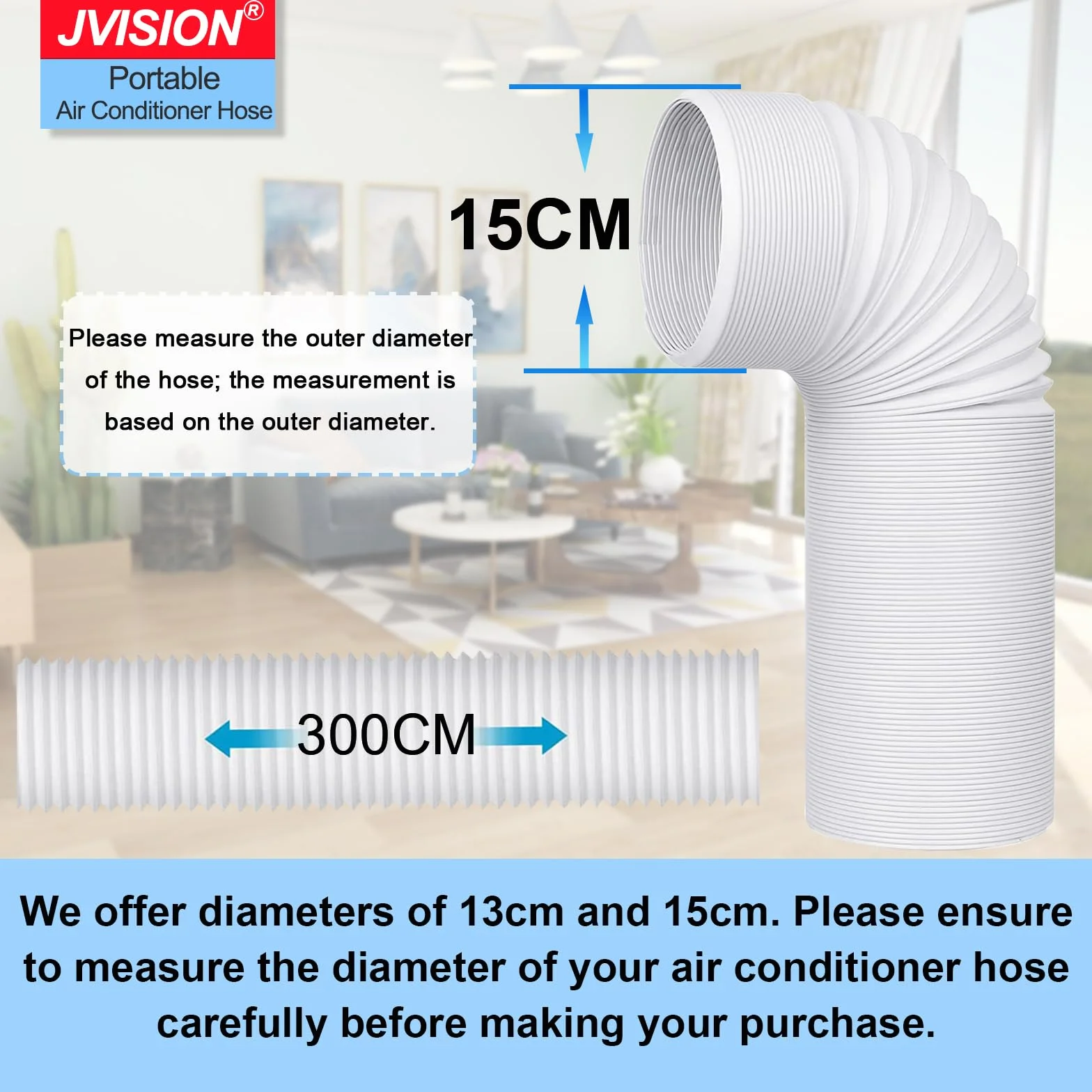 Tuyau Climatiseur Mobile, Rallonge Tuyau Gaine Évacuation Climatiseur Mobile Flexible d'évent JVISION de 130 mm/150 mm Pouces de Diamètre (Diamètre Extérieur 15cm x Longueur 3M)
