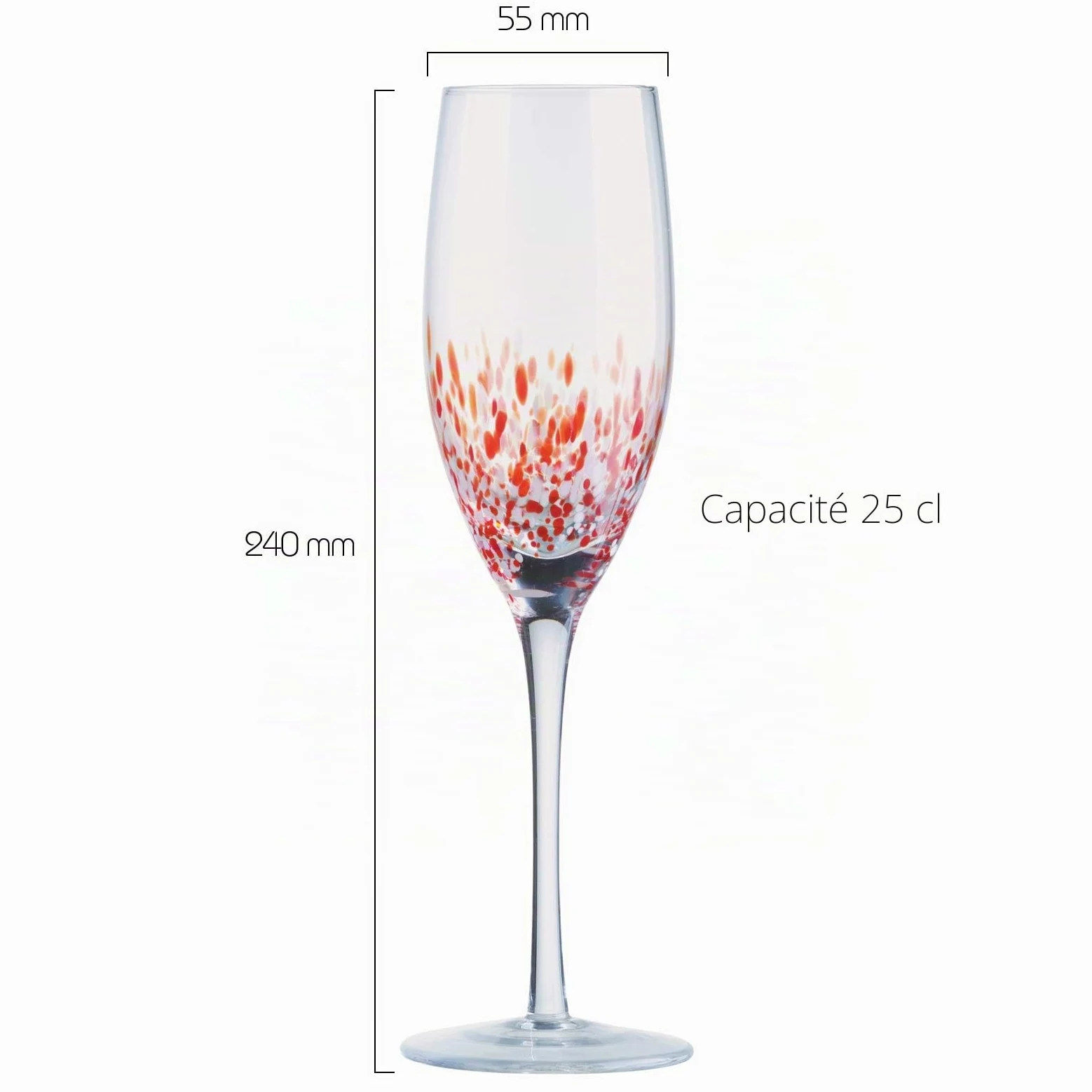 ASD10119 Flûte à mouchoir en verre, Multicolore