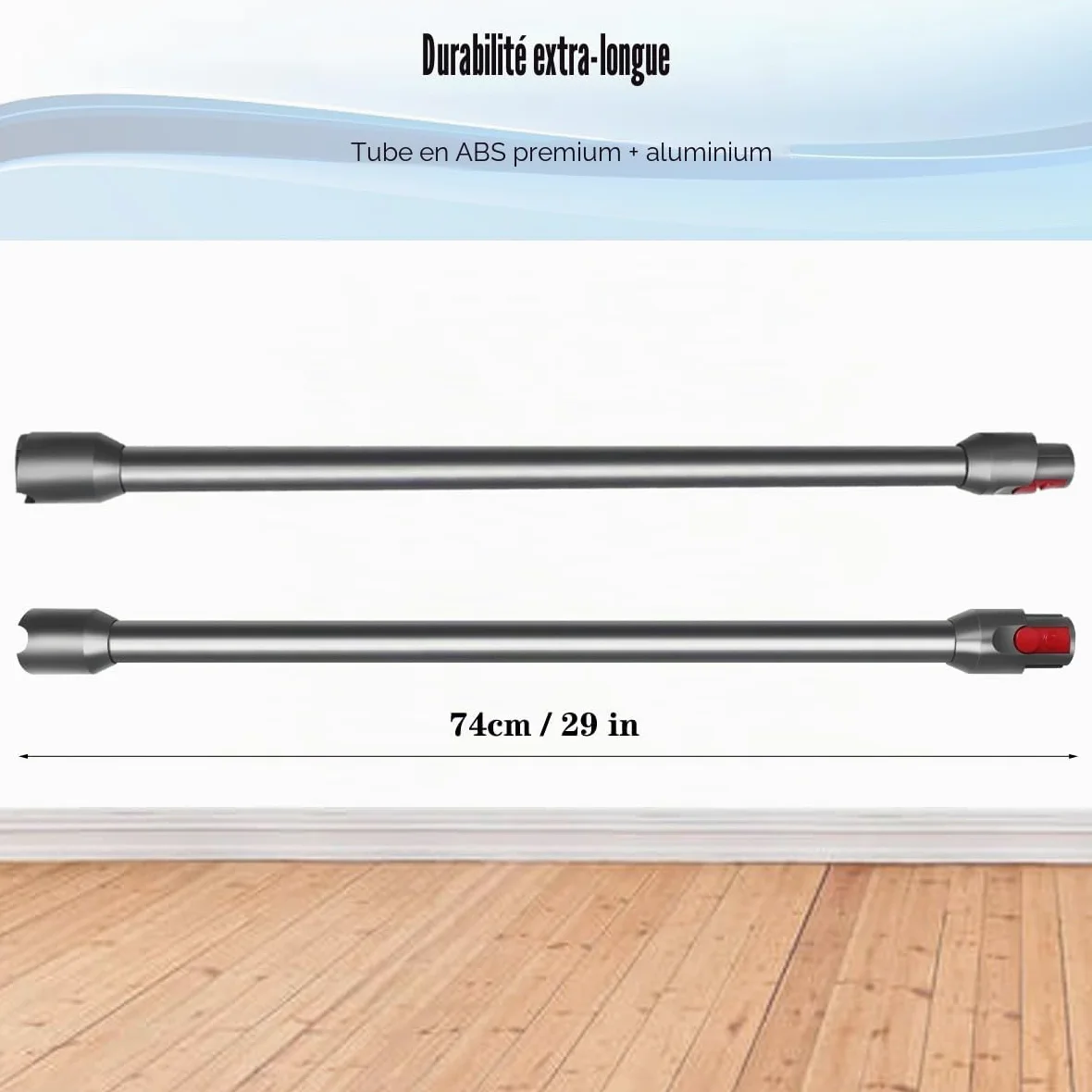Tube Extension pour Dyson V12 Detect Slim Aspirateur, Tube Rallonge de Rechange pour Dyson V10 Digital Slim, Tige Rigide Télescopique avec Dégagement Rapide Baguette Accessoire, 74cm - Gris