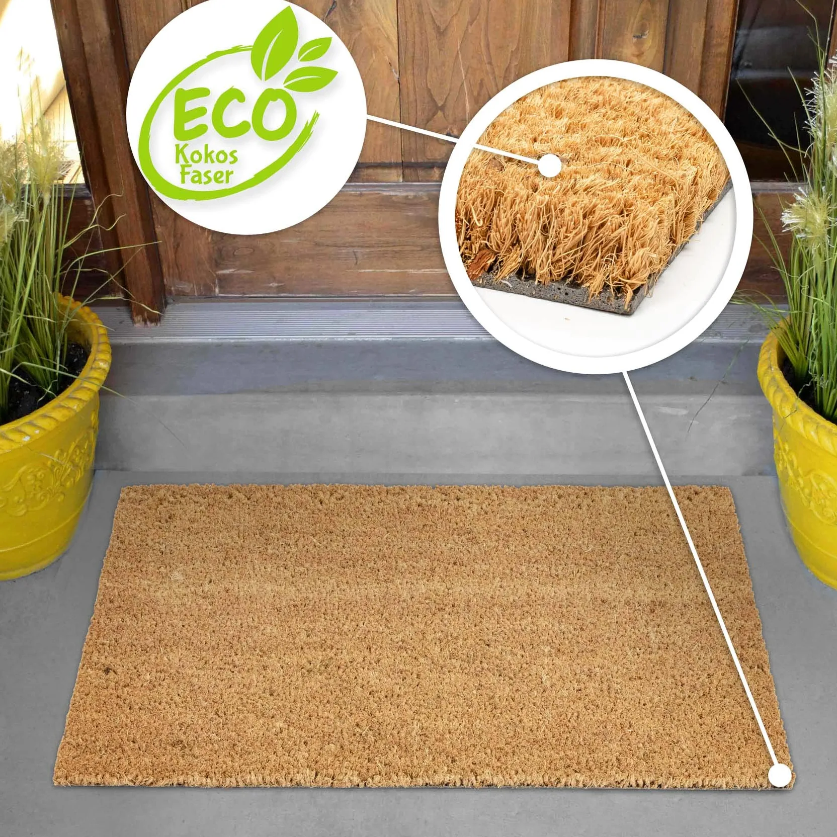 ANRO Paillasson/tapis en fibre de coco, gratte-pieds, plusieurs tailles et hauteurs, produit naturel, épaisseur : 26 mm, dimensions : 110 x 100 cm