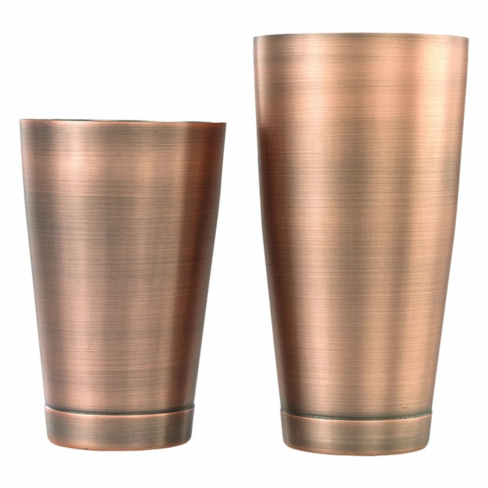 Barfly M37009ACP Lot de 2 boîtes à cocktail en cuivre antique 530 ml et 793 ml