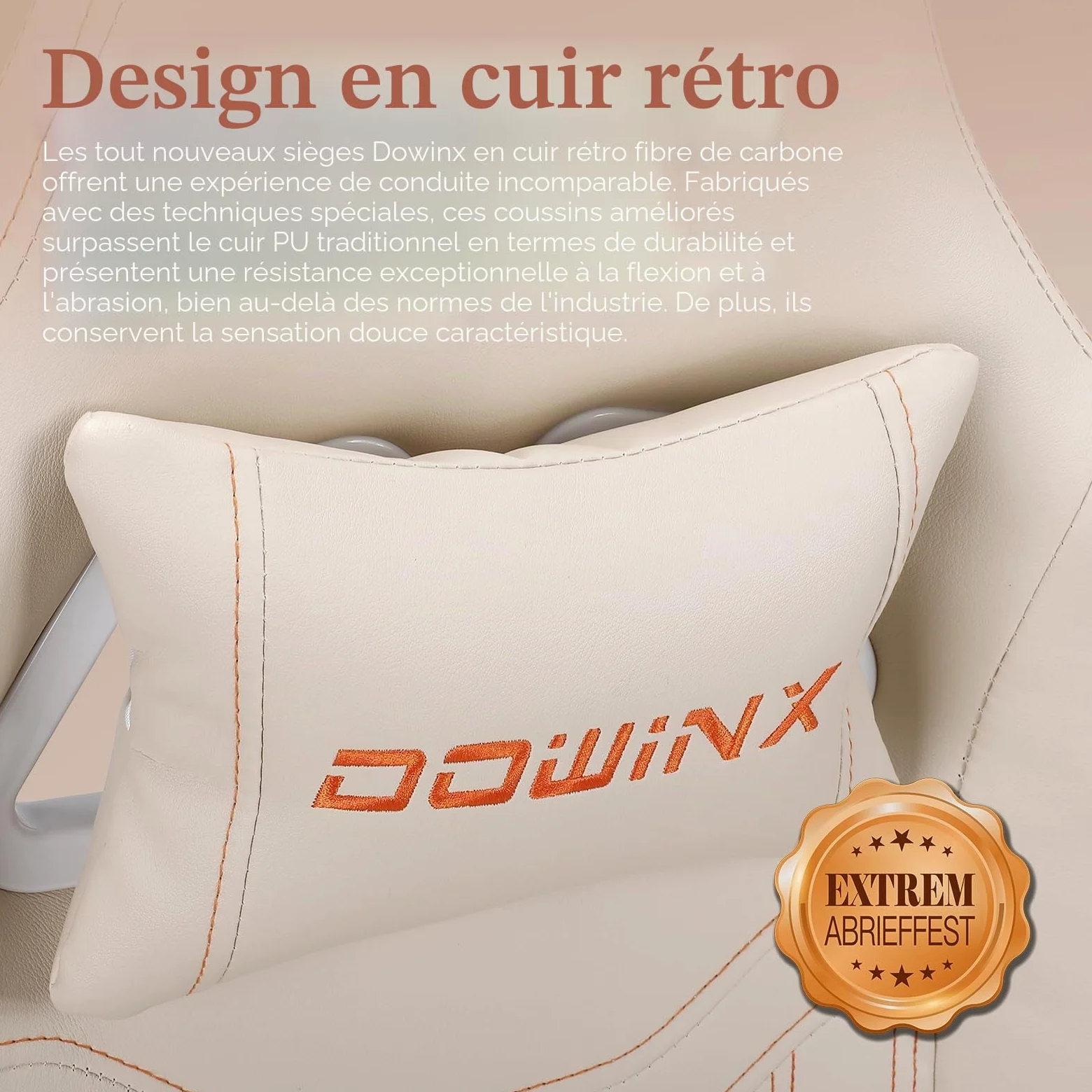 Dowinx Chaise de Jeu Ergonomique avec Coussin de Printemps et Support Lombaire de Massage, Fauteuil de Bureau en Cuir synthétique Blanc
