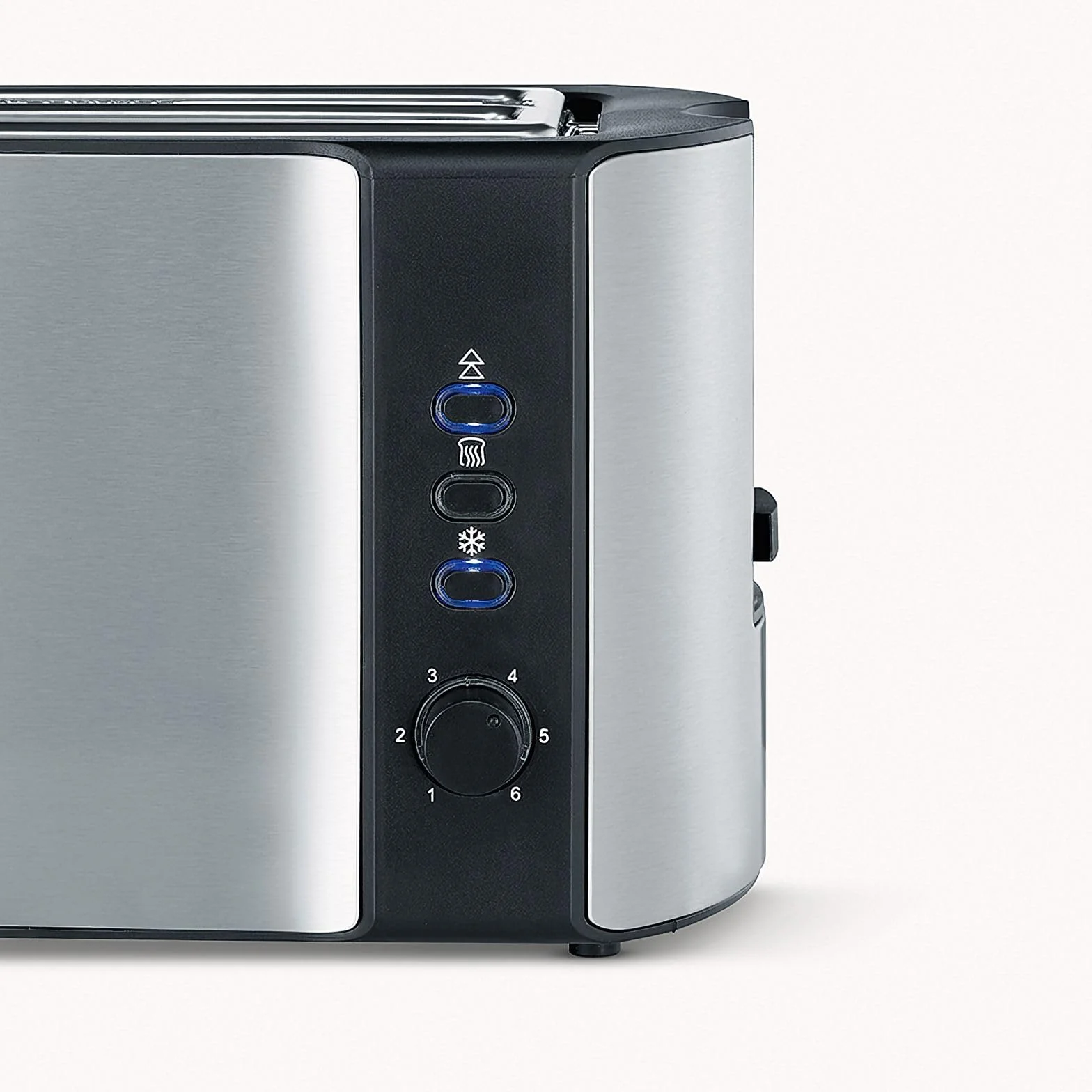 SEVERIN Grille-pain automatique 1400 W, Toaster compact 2 fentes jusqu'à 4 tranches, Grille-pain électrique avec réglage du degré de brunissage & fonction décongélation, Inox/Noir, AT 2590