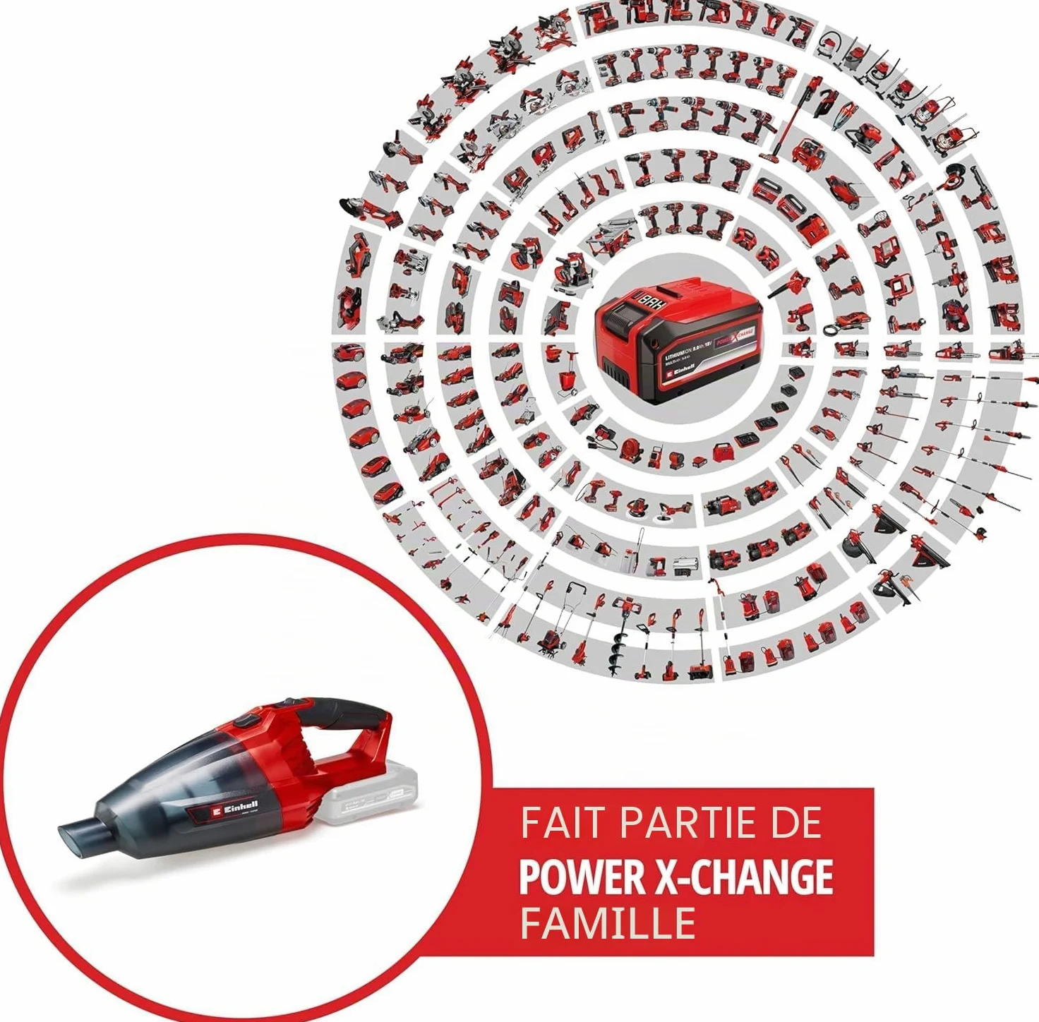 Einhell Aspirateur à Main sans Fil Te-VC 18 Li Solo -Power X-Change (18V, Livré avec Accessoires (Buse, buse à rainures...), Bac à poussiere 540ml) Livré sans Batterie ni Chargeur