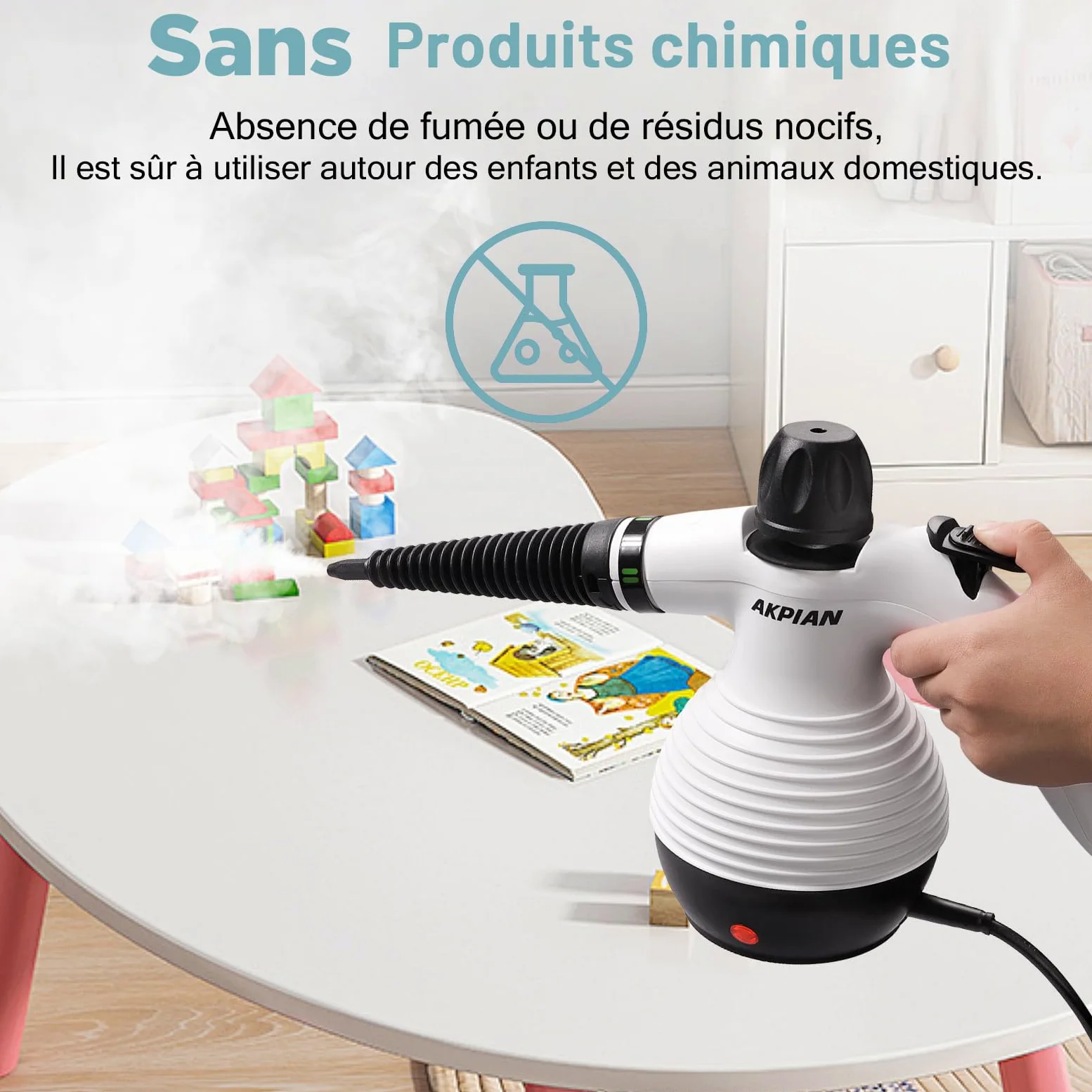 Nettoyeur vapeur à main, nettoyeur vapeur portable, multi-usage, avec serrure de sécurité et kit d'accessoires de 10 pièces pour enlever la saleté, la graisse