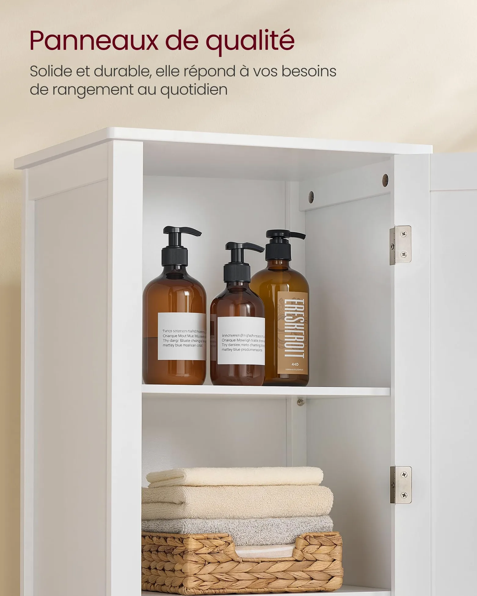 VASAGLE Armoire de Salle de Bain Haut, avec Miroir Pleine Longueur, Meuble de Salle de Bain, avec Étagères Réglables, 30 x 40 x 160 cm, pour Petit Espace, Salon, Couloir, Blanc Nuage BBC764WH01