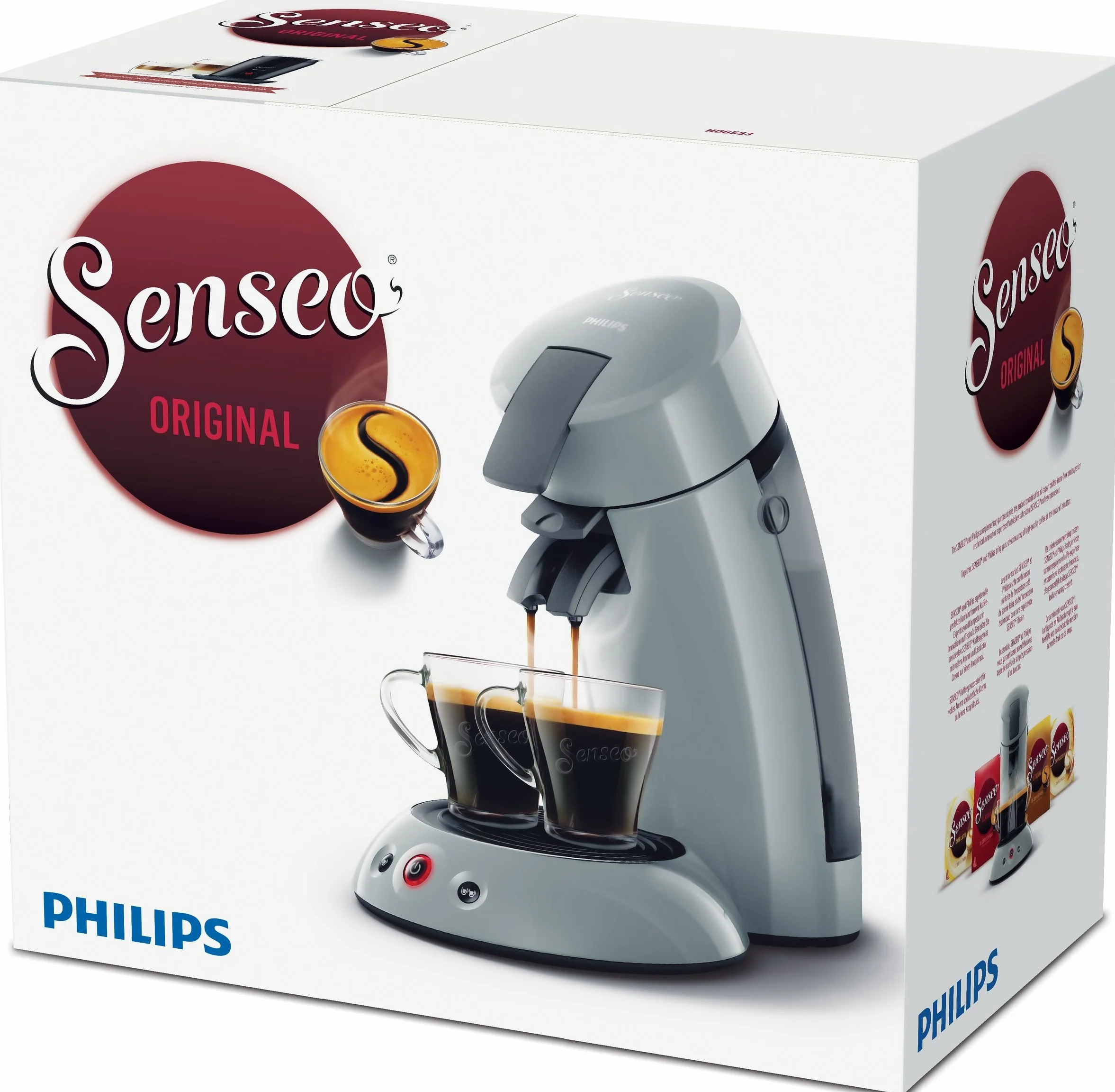 Machine a café dosette SENSEO ORIGINAL Philips HD6553/71, Booster d'arômes, Crema Plus (mousse plus dense), 1 a 2 tasses, Gris