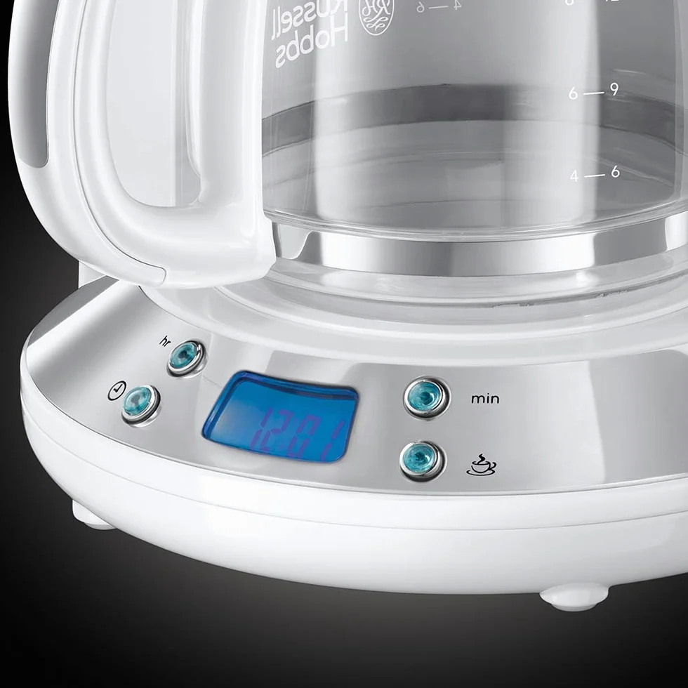 Russell Hobbs 24390-56 Cafetière, Inspire Blanc (max 10 tasses, verseuse en verre 1,25 L, Maintien au chaud) Machine à café filtre