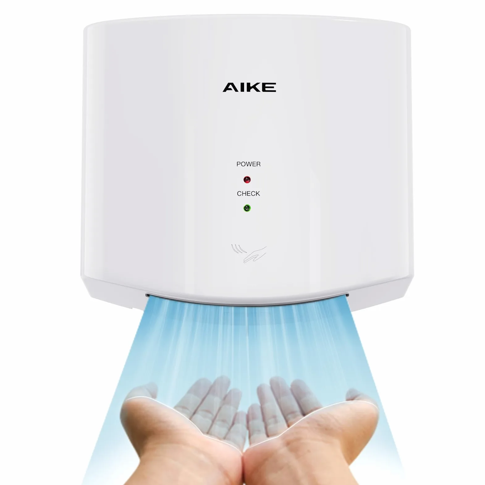 AIKE Air Wiper Sèche-Mains Compact, Séchage Rapide, 1400W 220V, Branchez & Utilisez, sans Papier & sans Contact pour Sanitaires Publics, AK2630S (Blanc)