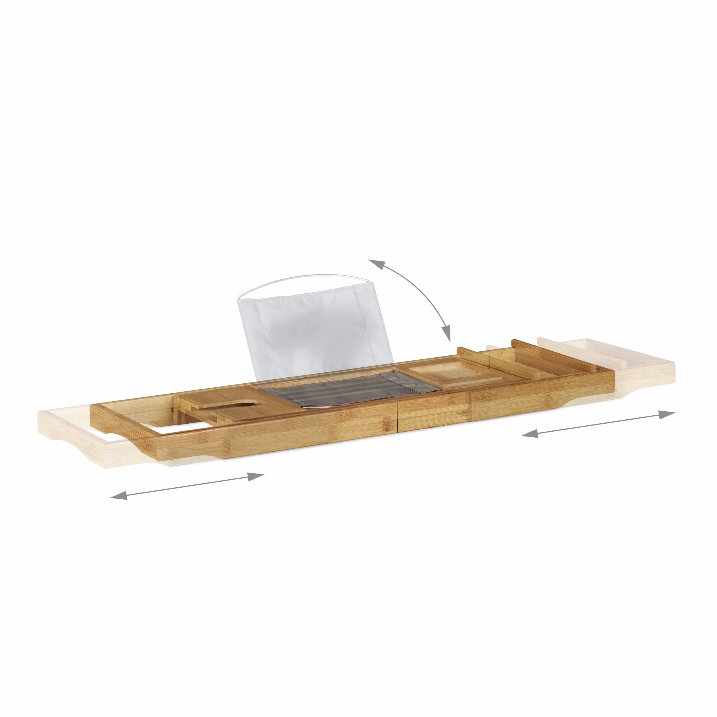 Relaxdays Pont de baignoire bambou baignoire extensible salle de bain serre-livre HxlxP: 19 x 107,5 x 23 cm, nature