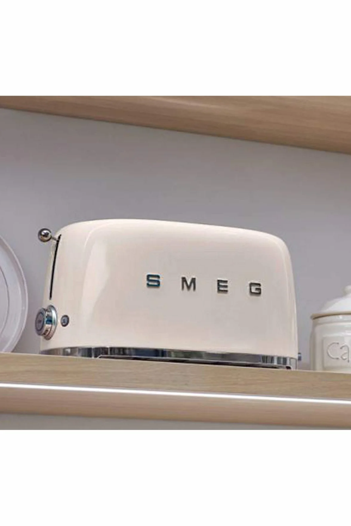 Smeg, Grille-pain 4 Tranches TSF02CREU, 2 Fentes 36 mm, 6 Niveaux de Brunissage, Fonction Chauffage, Décongélation et Bagel, Éjection Automatique du Pain, Ramasse Miettes, 1500 W, Crème