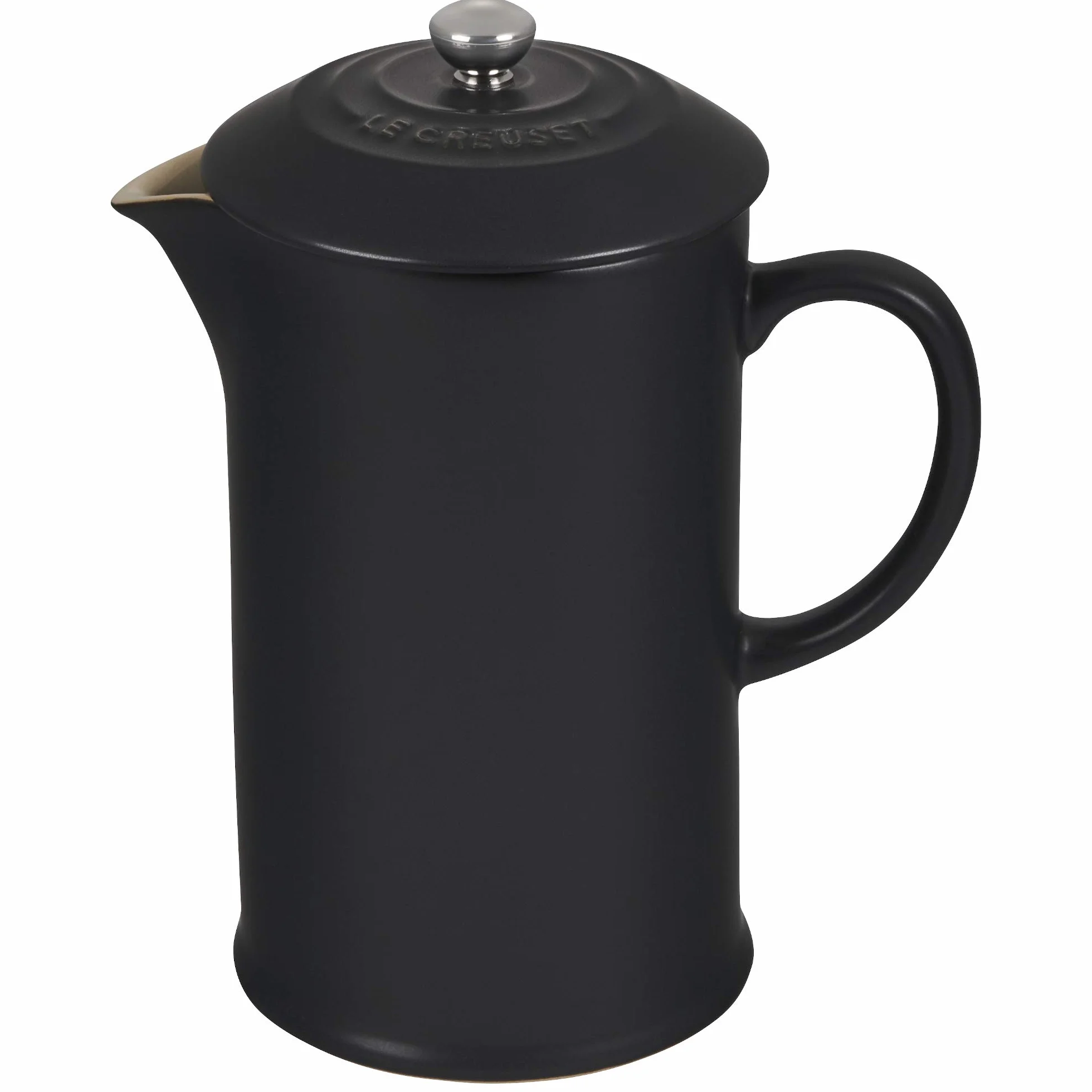LE CREUSET Cafetière avec Piston en Inox, 1L, Céramique, Noir Mat, 91028200000000