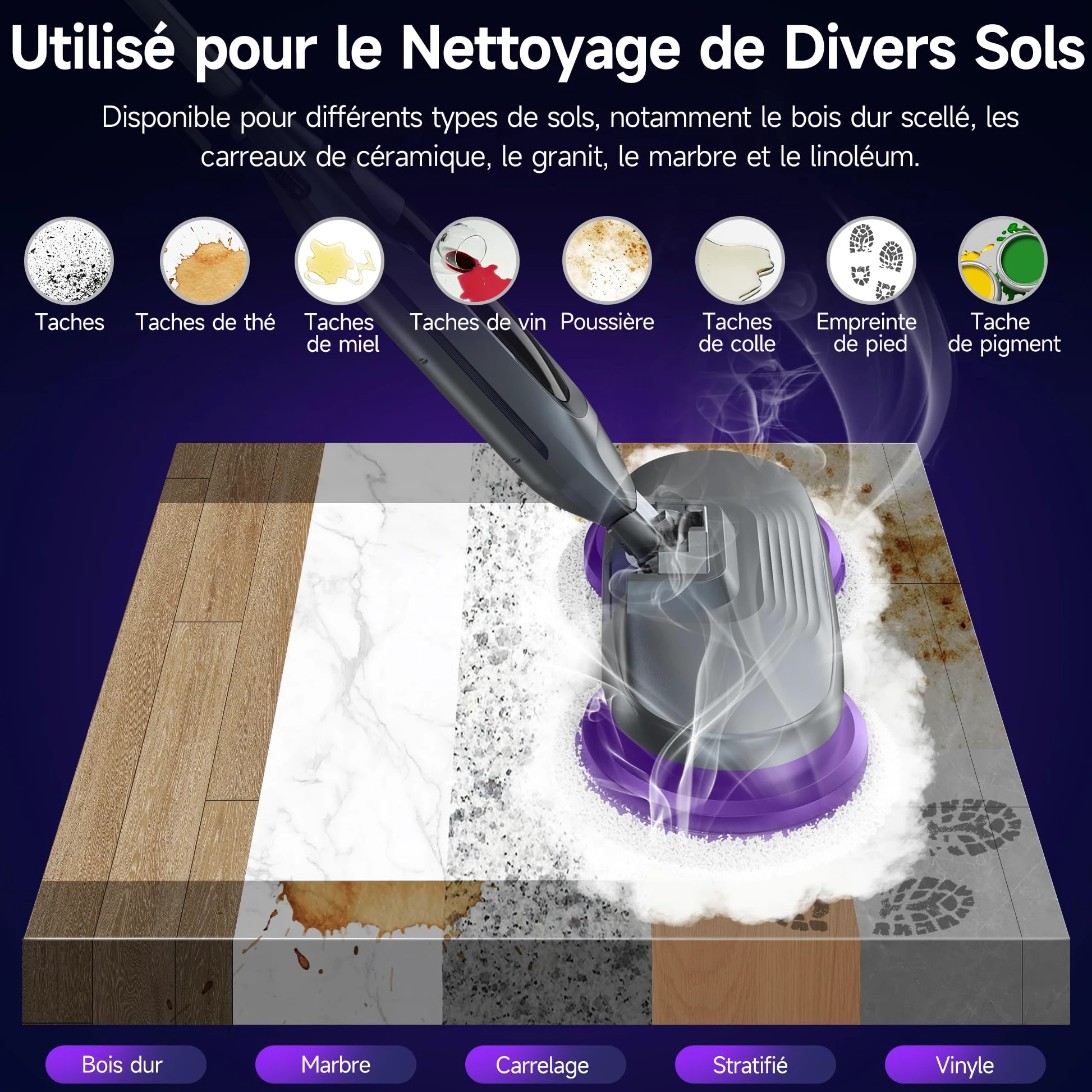 Nettoyeur Vapeur 3 Bars AlfaBot F2 | Élimine 99,9% des Bactéries Sans Produits Chimiques | Pour Sols Durs (Parquet, Carrelage) | Chauffage Express 30s