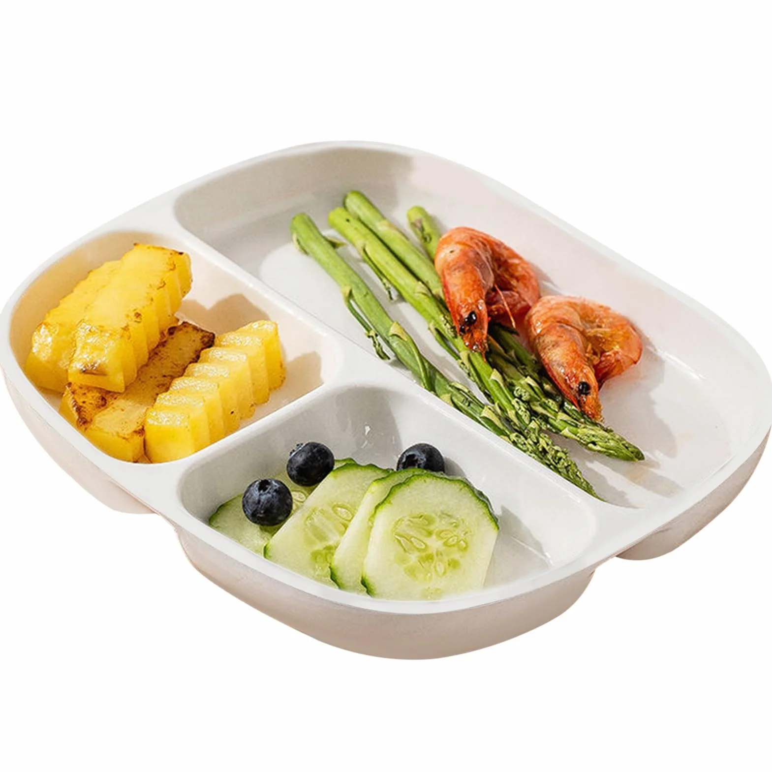 Lot de 3 assiettes divisées en céramique à 3 compartiments, passent au micro-ondes et au lave-vaisselle, 21,5 x 19,2 cm, parfaites pour la préparation et le service des repas
