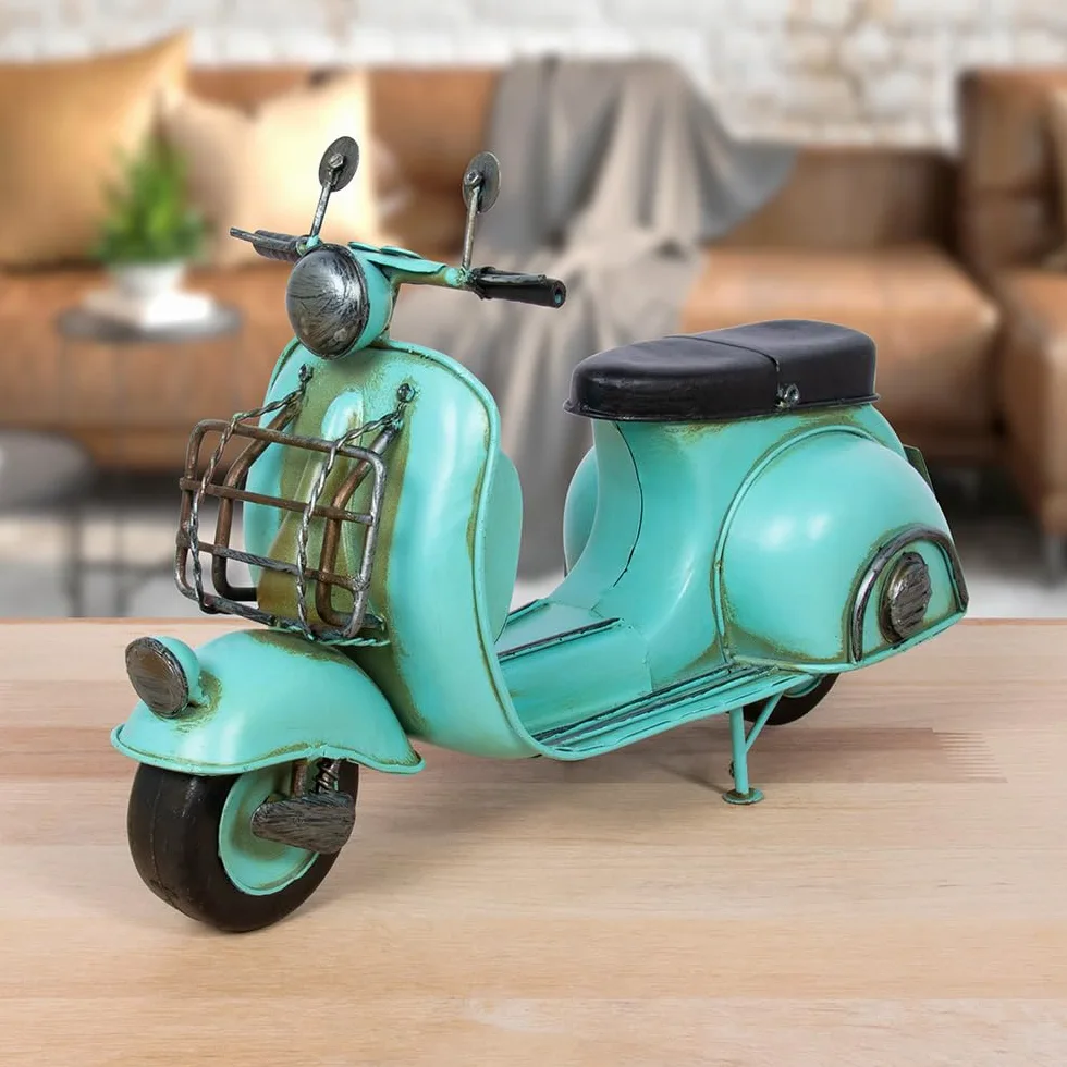 Lesser & Pavey Vintage Effect Tin Metal Classic Blue Scooter Model - Vintage Transport Collection
