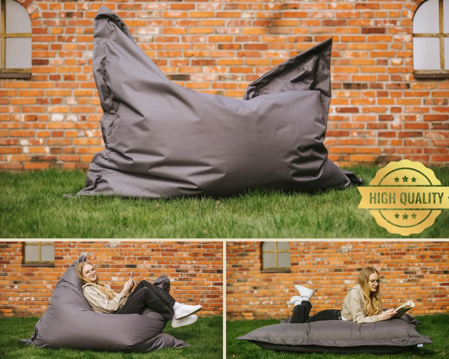 chilly pilley Pouf L xl xxl Coussin De Sol Pouf Garniture En Polystyrène Pouf Géant Pour S'allonger Et S'asseoir Imperméable Hydrofuge (100x70, Rouge Foncé)