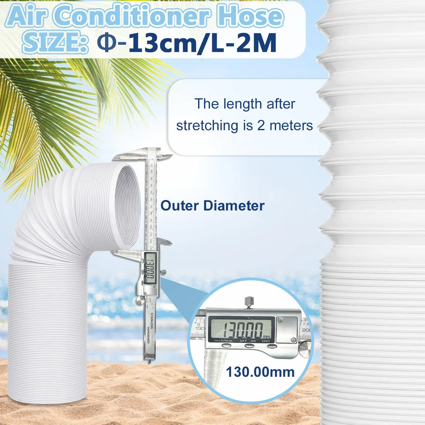 Tuyau Climatiseur Mobile, Tuyau D'évacuation D'air En Pvc Flexible Tube De Ventilation Universel Tuyau Kit Pour Climatiseur Mobile Diamètre 13cm/15cm (13CM Diamètre * 2M Longueur)