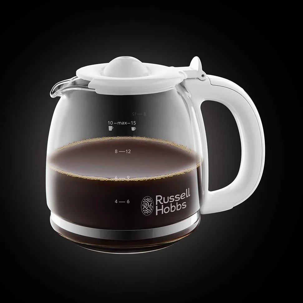 Russell Hobbs 24390-56 Cafetière, Inspire Blanc (max 10 tasses, verseuse en verre 1,25 L, Maintien au chaud) Machine à café filtre