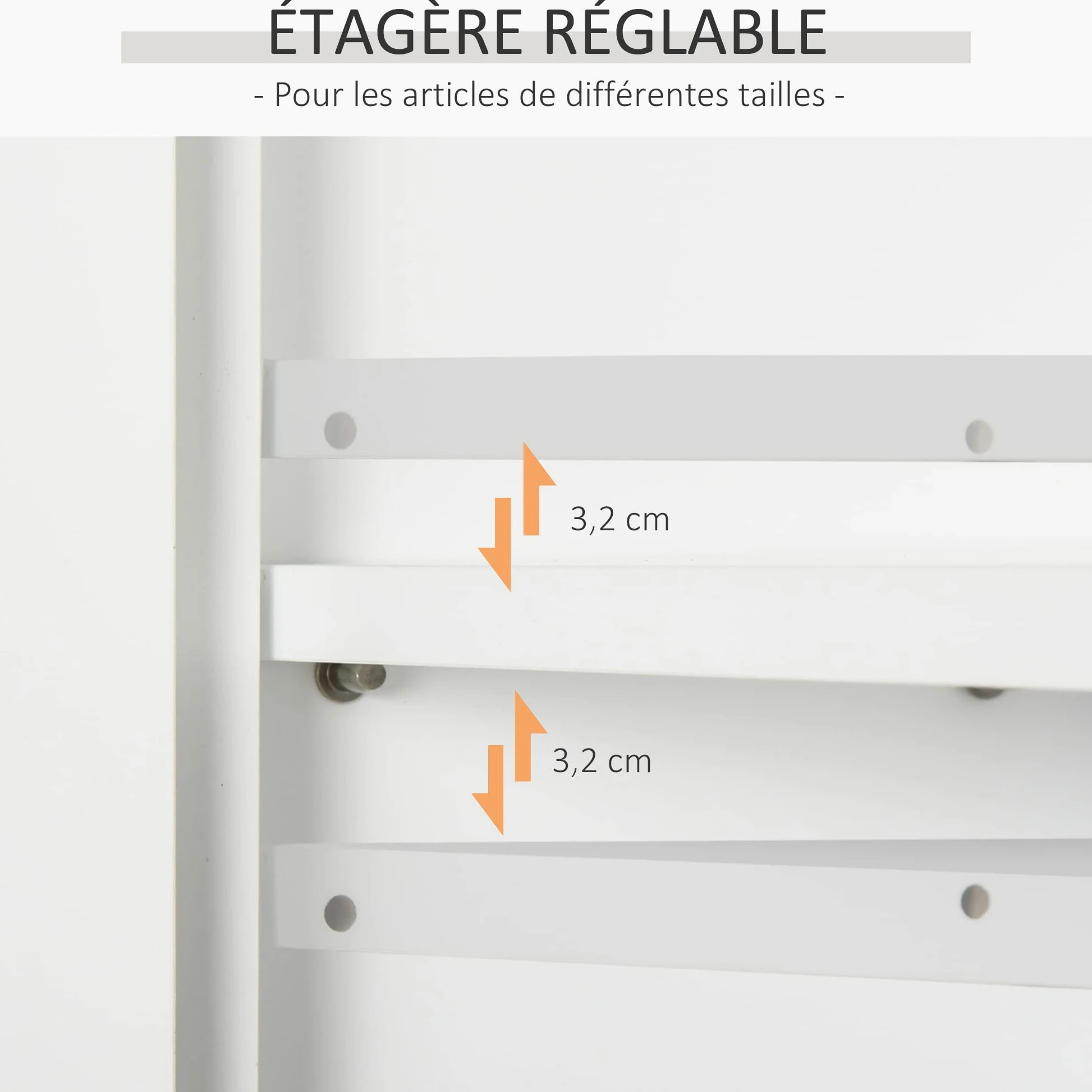 HOMCOM Armoire Haute Murale de Salle de Bain ou WC Placard 2 Portes 2 étagères Niche dim. 60L x 20l x 58H cm MDF Panneaux Particules Blanc