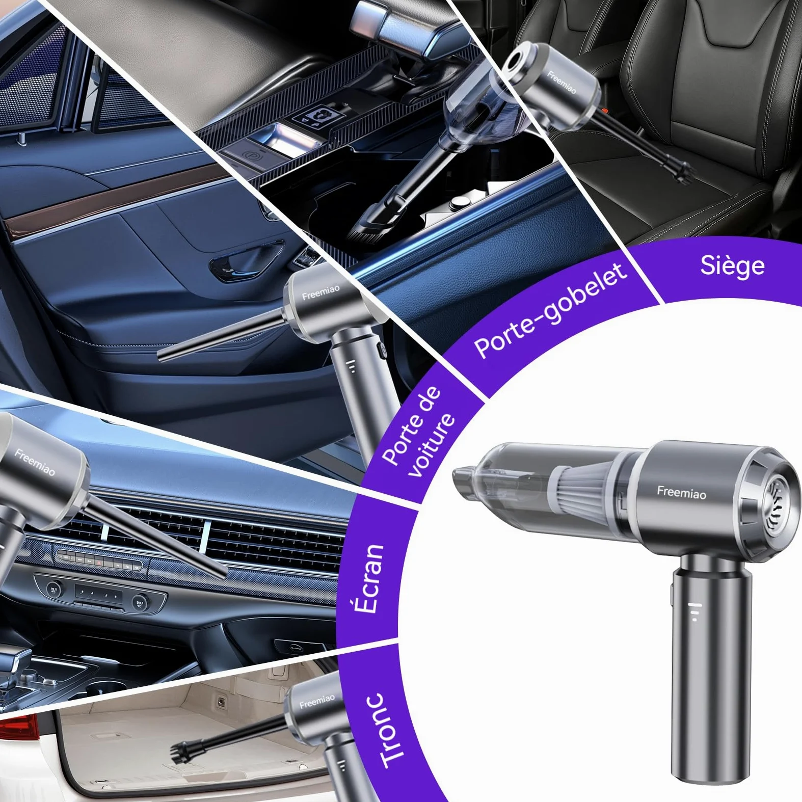 Aspirateur à Main Sans Fil 23000 Pa, Aspiration Cyclonique Puissante, Moteur Sans Balais, Portable Et Rechargeable, Idéal Pour Voiture, Maison Et Poils D'animaux