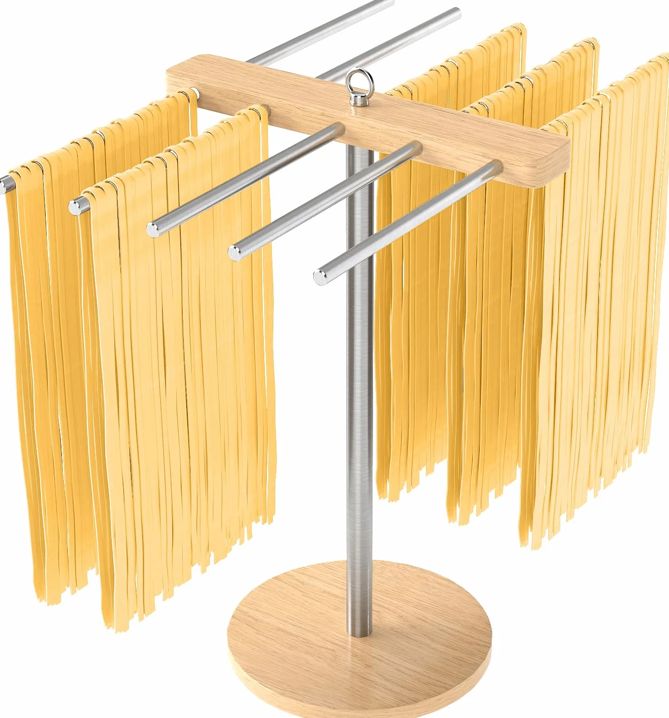 STWWO Séchoir à Pates Fraiches Séchoir à Spaghetti avec 10 Bras Amovibles INOX 304 Support de Séchage de Nouilles pour Ustensiles Cuisine Pâtes Faits Maison - Jusqu'à 2 Kg de Pâtes Fraiches, WSA007