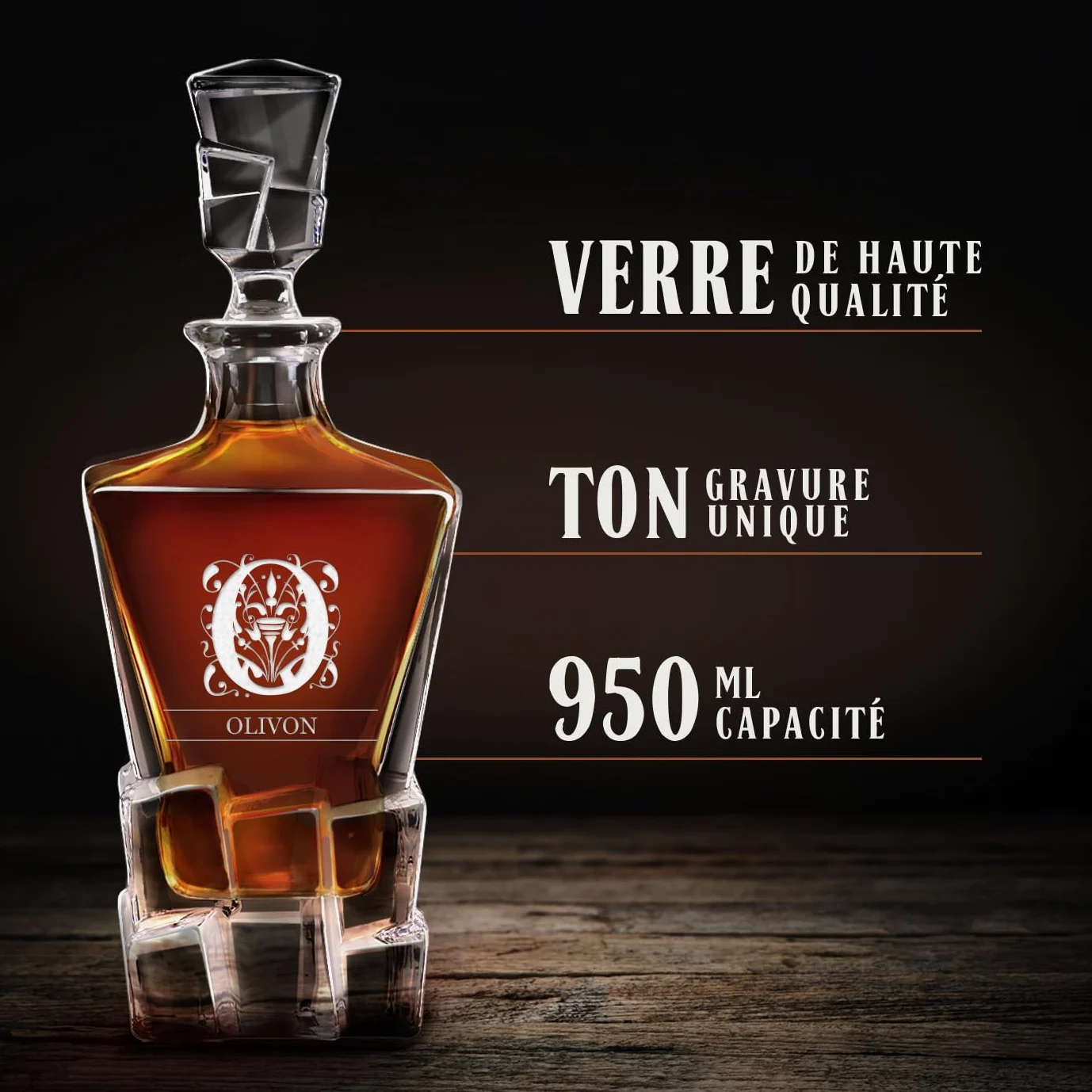 Maverton Carafe en verre et 6 verres a whisky, Avec motif décoratif | Ensemble Personnalisé Idee Cadeau Homme, Cadeau Anniversaire Homme, Set whisky au design unique, Pour connaisseur, Ornement