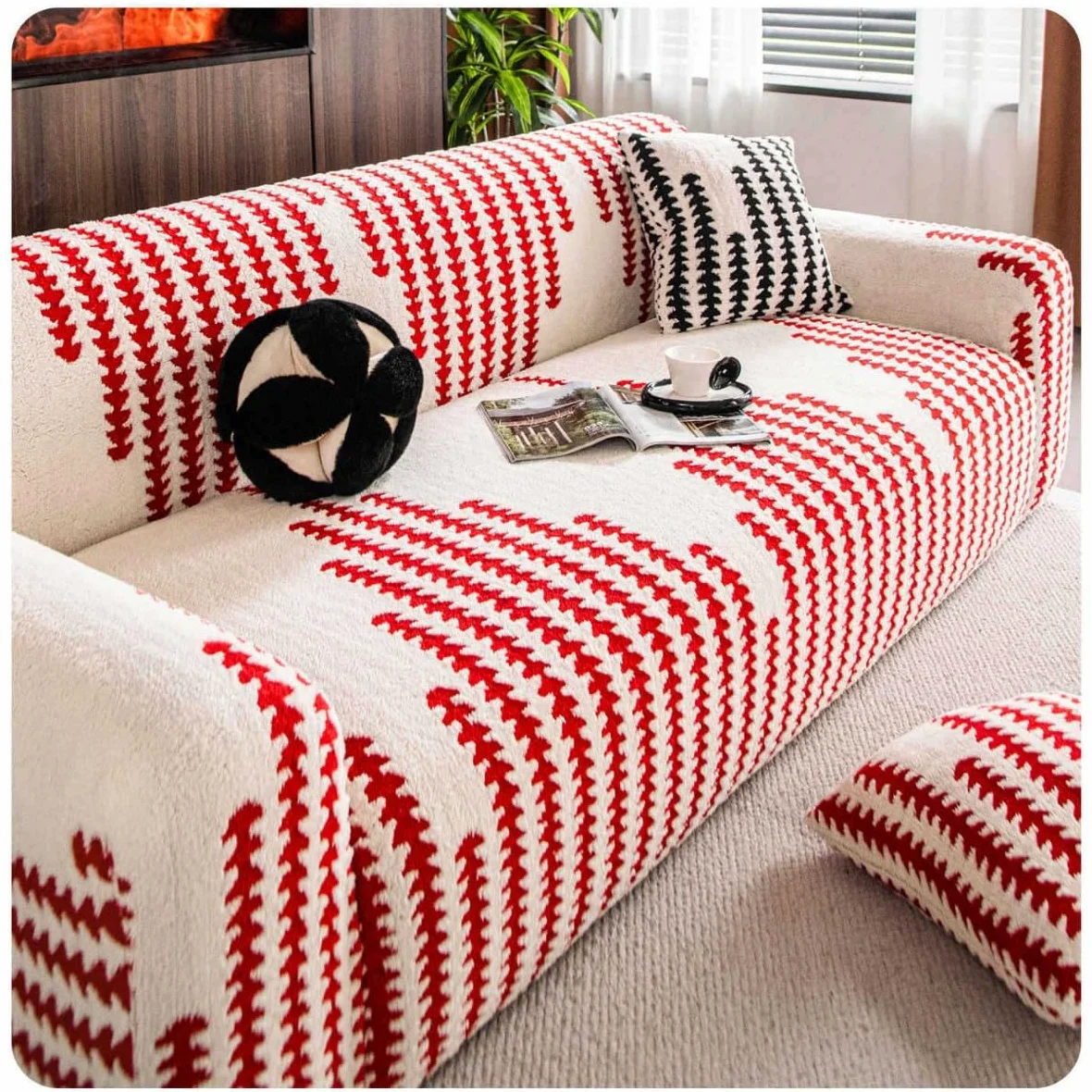 Housse de canapé 3 Places Ultra Douce pour Chiens et Chats, Lavable en Une Seule pièce, Rouge.