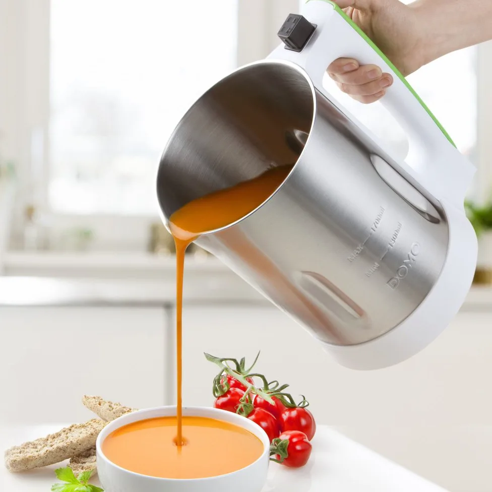 Domo Cuiseur à soupe XXL Easy pour préparer une soupe en 20 minutes – Sans effort DO499BL – Cuisiner une soupe très facile – Argenté/blanc/vert