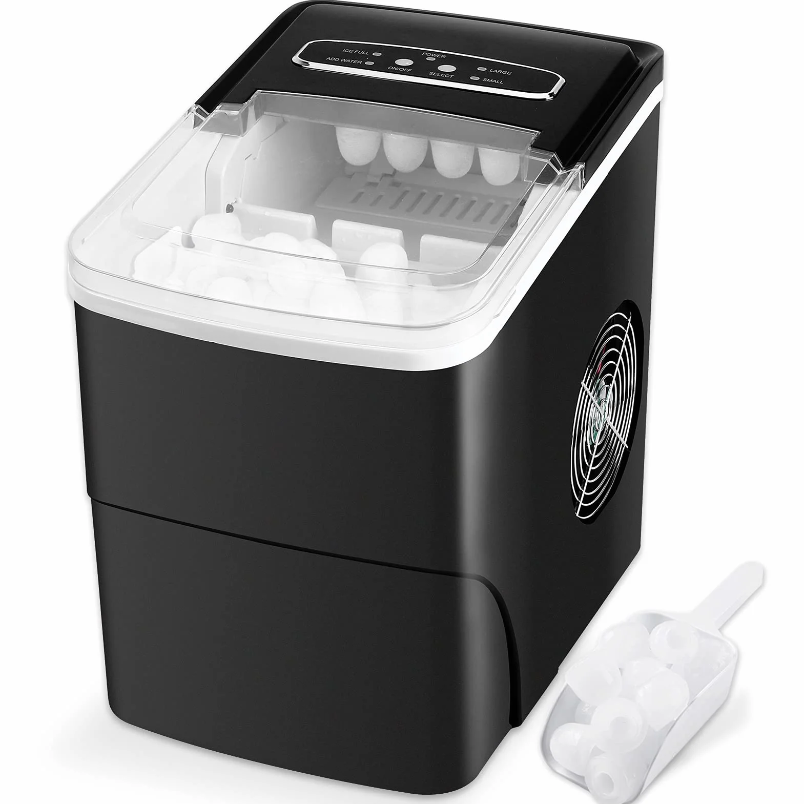 Machine à Glaçons, 12kg en 24h, 9 Glaçons en 6-8 Minutes, Automatique Compact Portable Machine à Glacons, pour la Maison/Cuisine/Bar