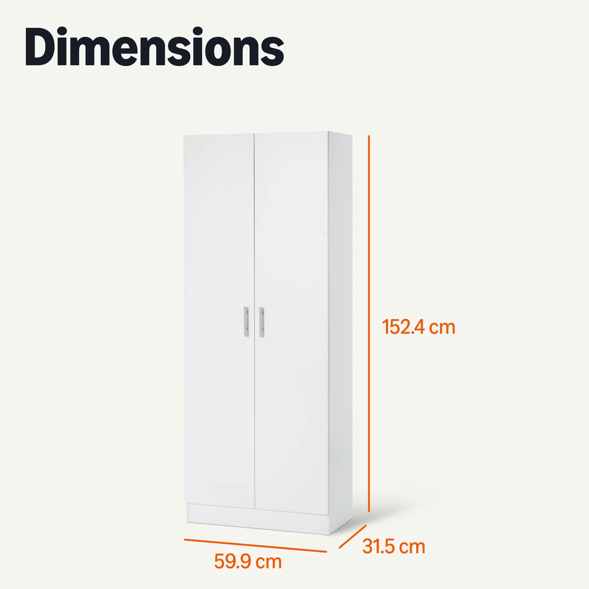 Amazon Basics Armoire de Rangement pour Cuisine, Couloir, Grande Armoire autoportante, Rangement de Garde-Manger étroit avec 2 Portes, étagères réglables, Blanc, 60 x 31,5 x 152,5 cm
