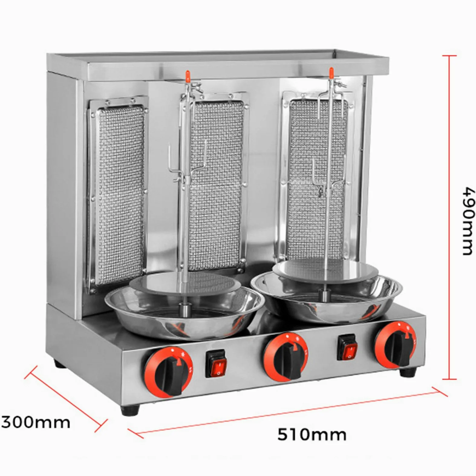 Machine à viande pour barbecue, barbecue à viande vertical, rôtissoire à gaz en acier inoxydable, four à rôtissoire à domicile, machine à kebab Doner avec interrupteur de réglage de la