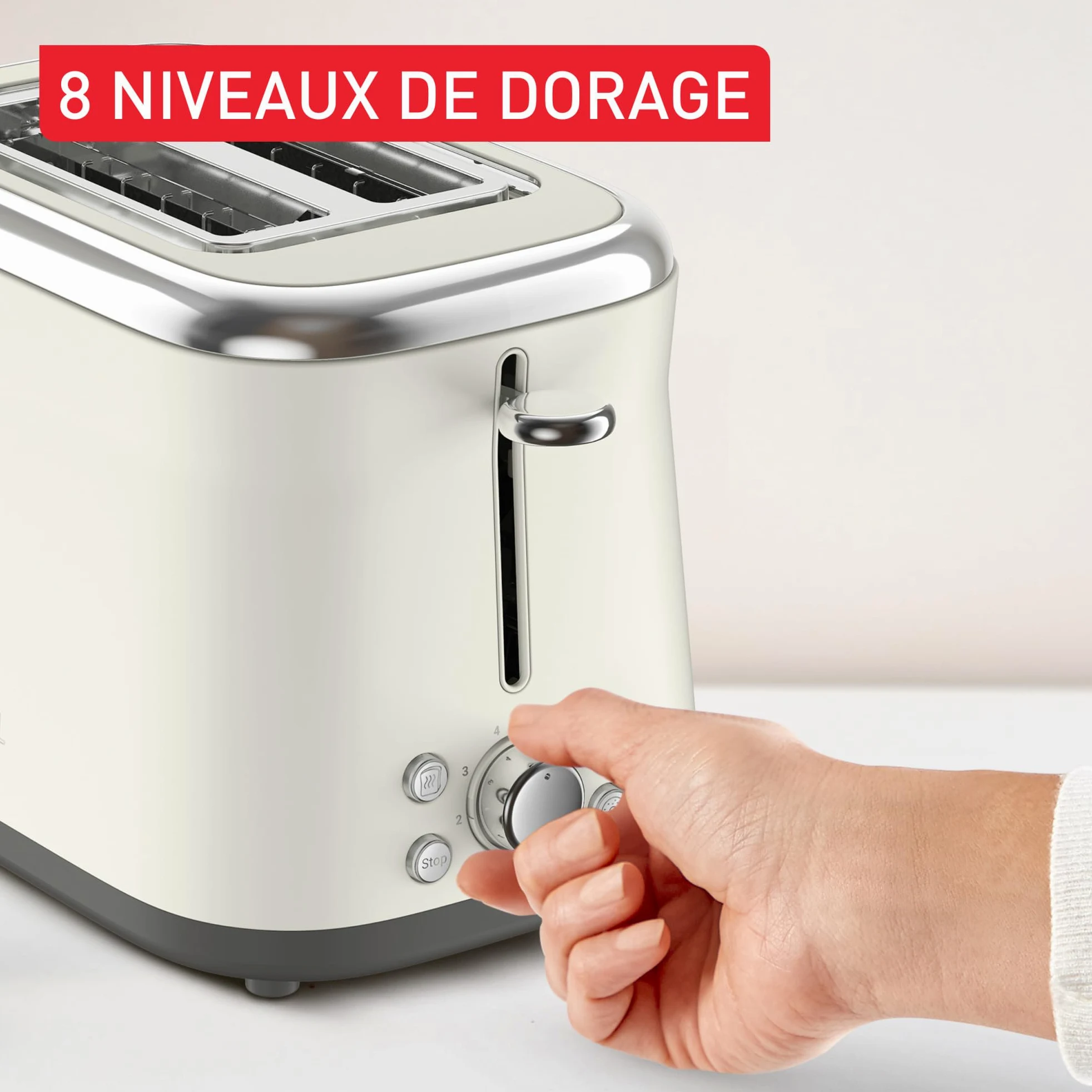 Tefal Collection, Grille-pain 2 fentes, Design en acier inoxydable rétro, Levier de surélévation, 8 niveaux de dorage, TT720AE0