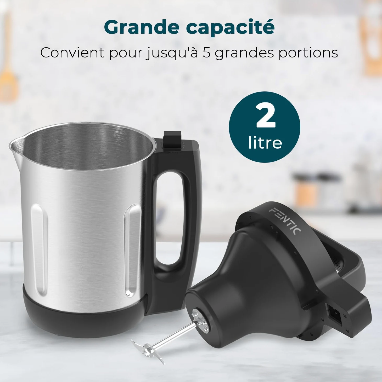 Blender Soupe | 2L | 6 Programmes | Affichage LED | Blender Chauffant | 1000W | Acier Inoxydable/Noir