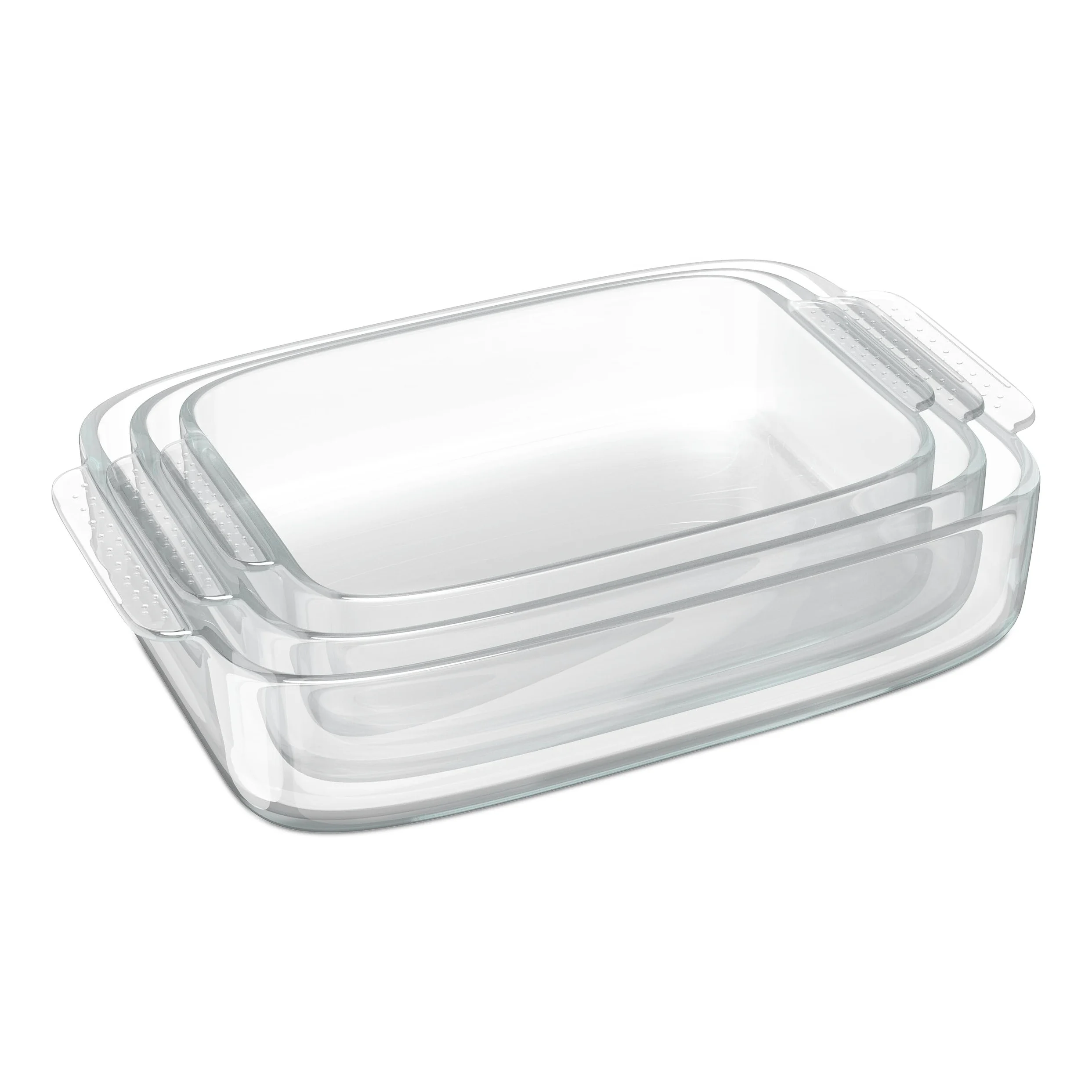 Relaxdays Plat à Four, Lot de 3 (3 Tailles), rectangulaire, pour Vos lasagnes ou Votre gratin, Transparent