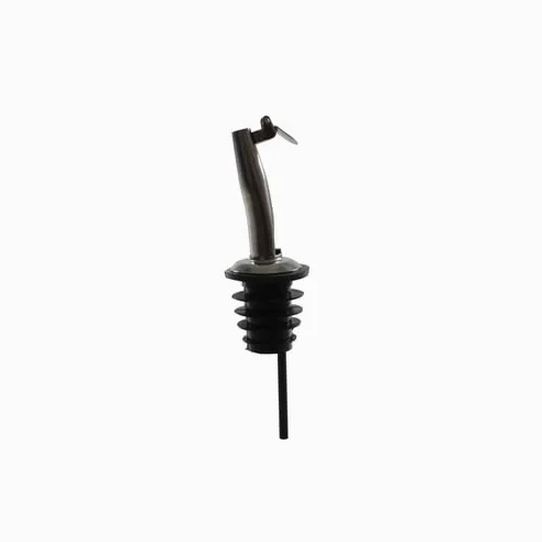 FSE PLPR505S Lot de 12 becs verseurs à liqueur en acier inoxydable à débit moyen conique avec bouchon rabattable Compatible avec bouteille d'alcool standard de 750 ml