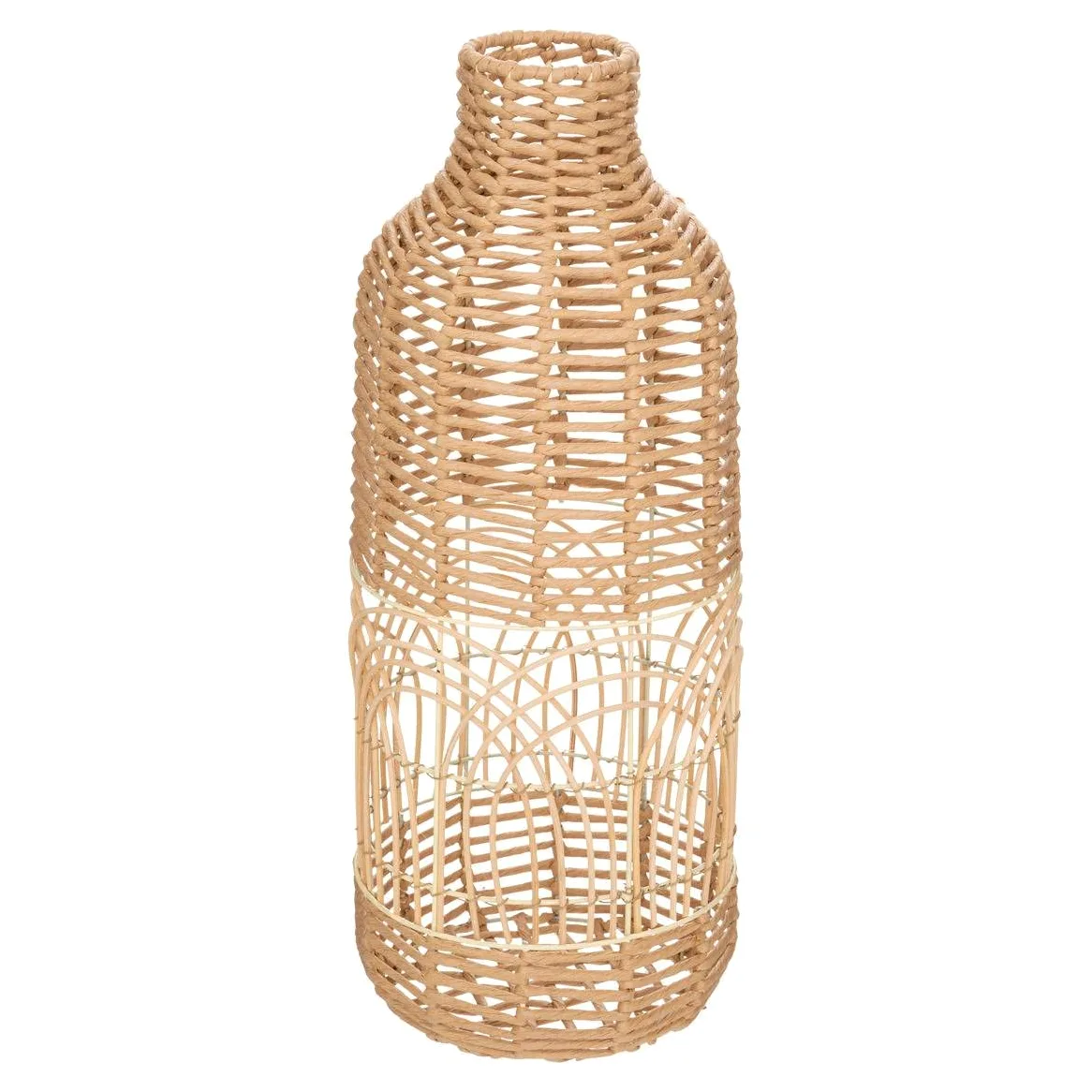 Atmosphera - Grand Vase Lour en Rotin Tressé - D 22 x H 55 cm, Design Ajouré - pour Fleurs Séchées, Décoration Bohème, Salon, Entrée