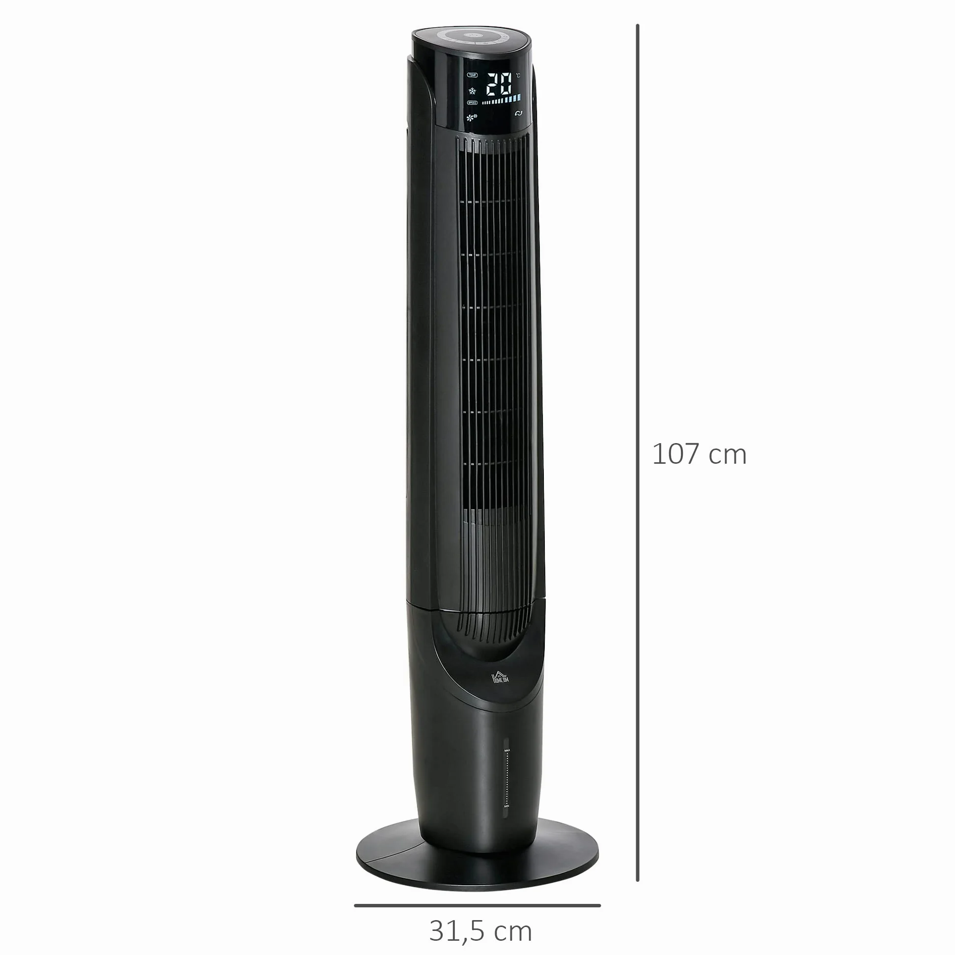 HOMCOM Rafraîchisseur d'air/ventilateur colonne/humidificateur 3 en 1-oscillant, 4 modes, 3 vitesses, Minuterie, télécommande réservoir 2.8L avec 1 bloc réfrigérant