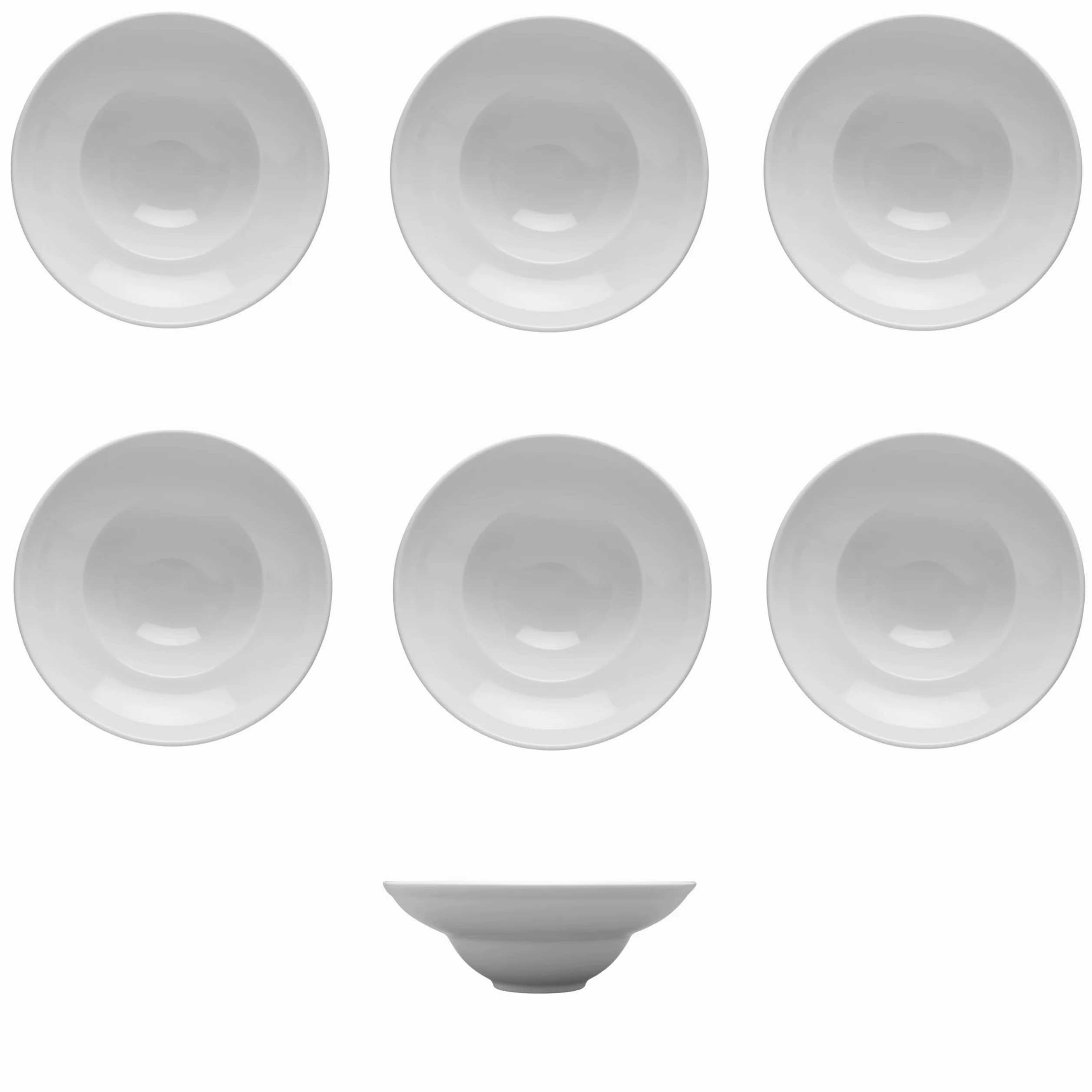LUBIANA Lot de 6 assiettes creuses en céramique blanche d'un diamètre de 26 cm