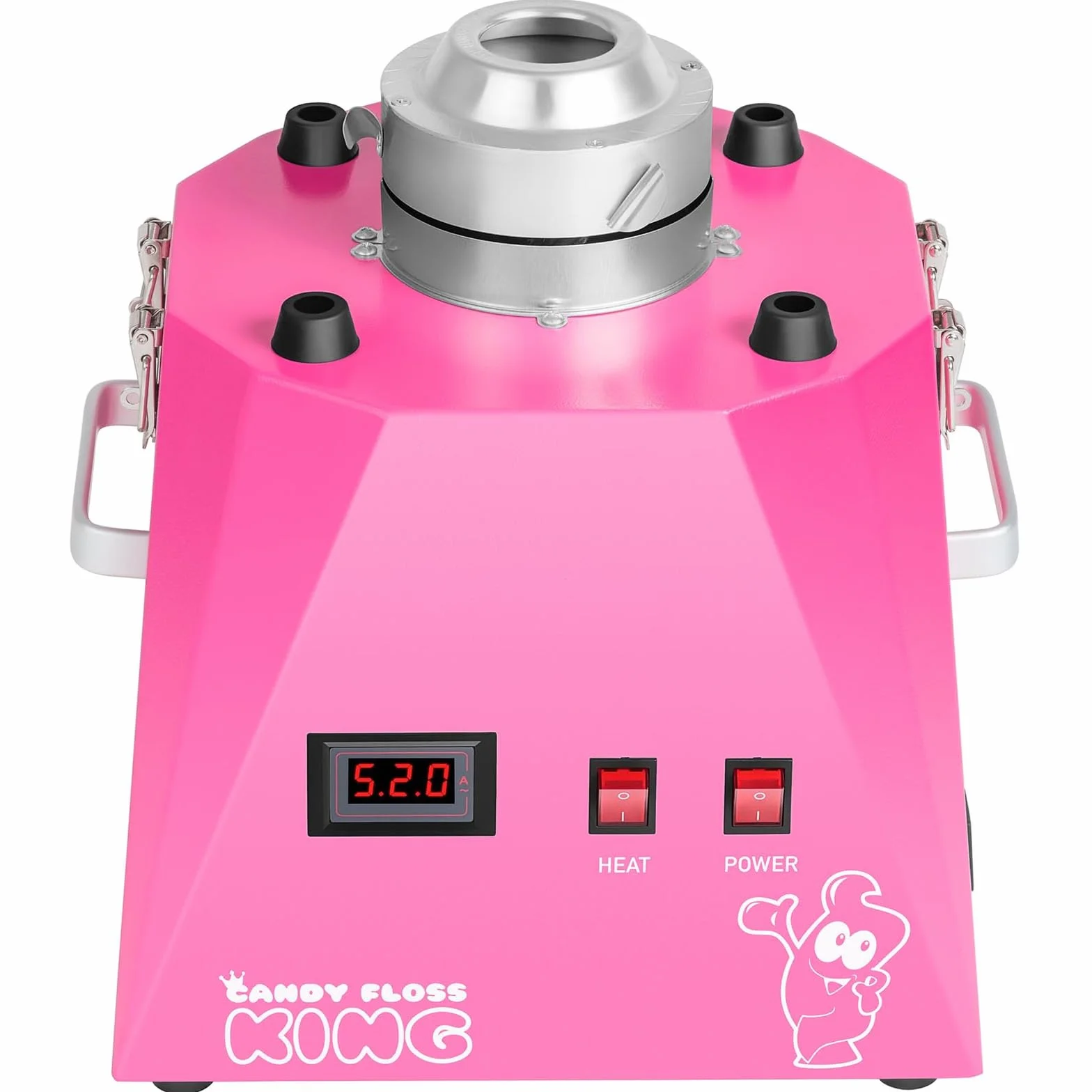 Royal Catering RCZK-1030-W-R Machine a Barbe a Papa Professionnelle (Ø 52 cm, 1200 W, 1 portion / 30 s, Acier Inoxydable) Rose
