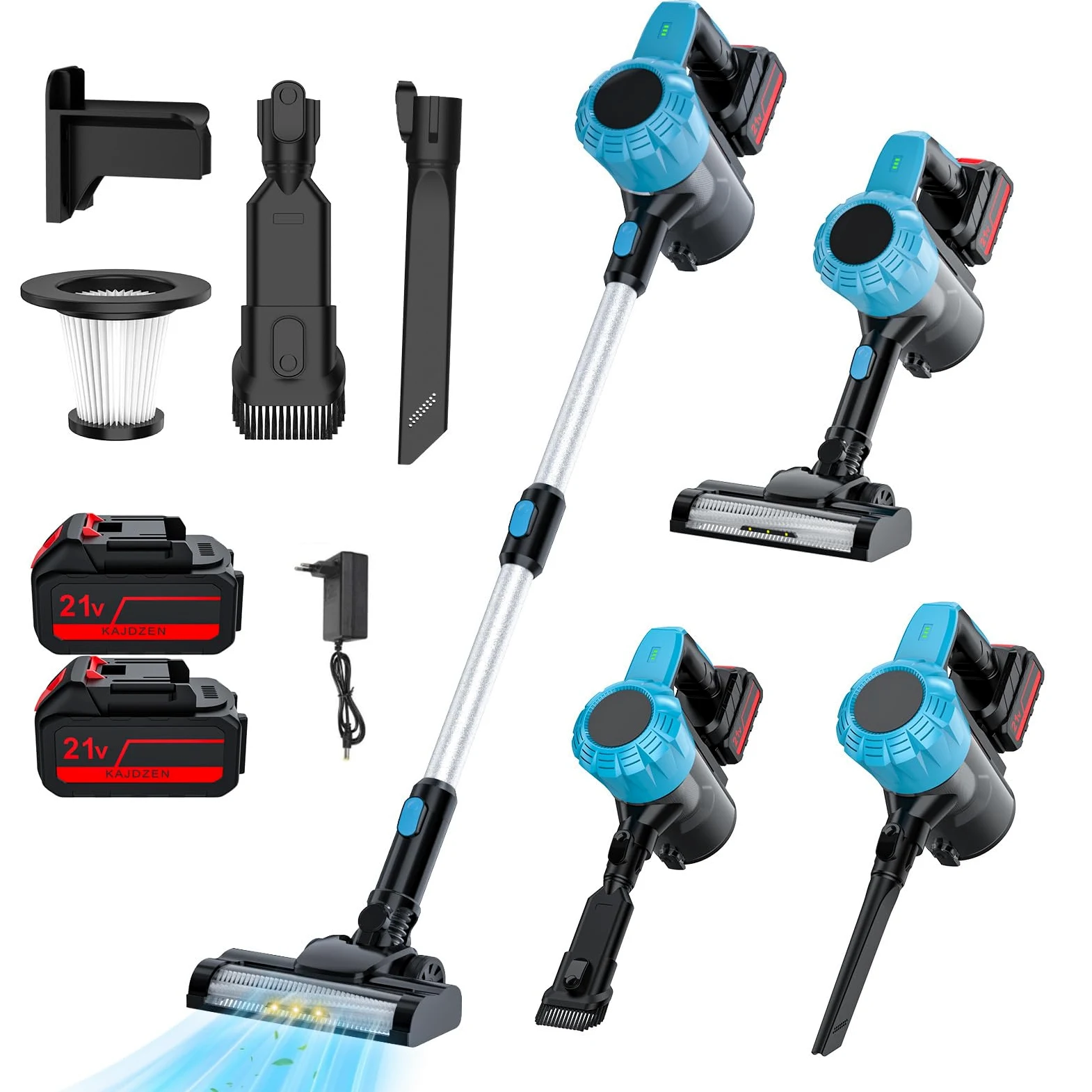 Aspirateur Balai Sans Fil avec 2 Batterie,0.8L 16KPa Aspirateur Balai