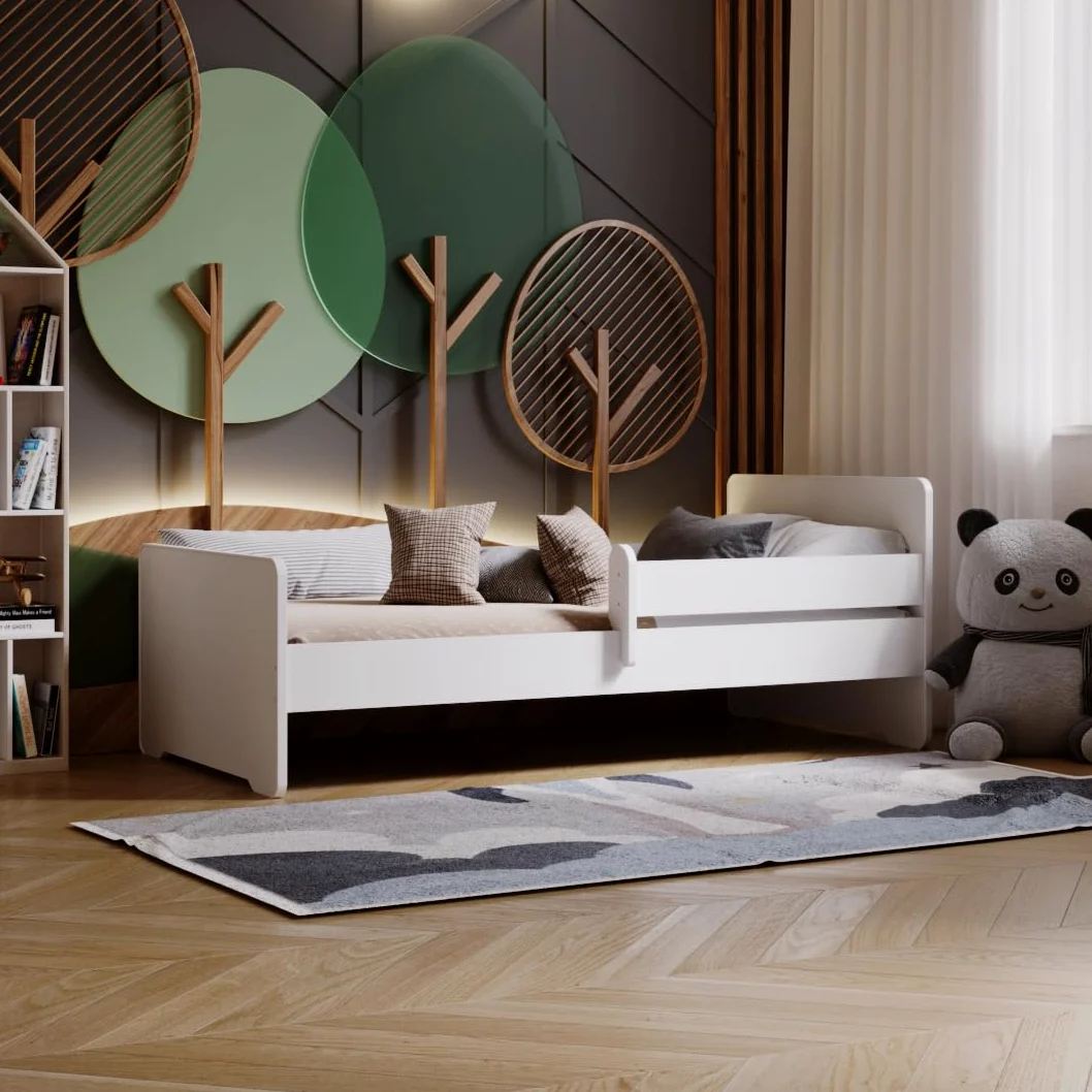 KOBI Lit d'enfant Max 70x140 Rail, Cadre, Blanc, Classique, pour Chambre d'enfant, Fille, garçon, Set Complet pour Chambre d'enfant