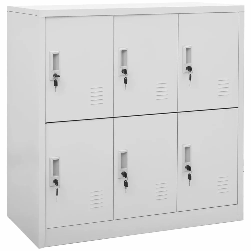 vidaXL 2X Armoires à Casiers Meubles de Classement Verrouillables Armoires de Rangement Organisateur Bureau Gris Clair 90x45x92,5 cm Acier