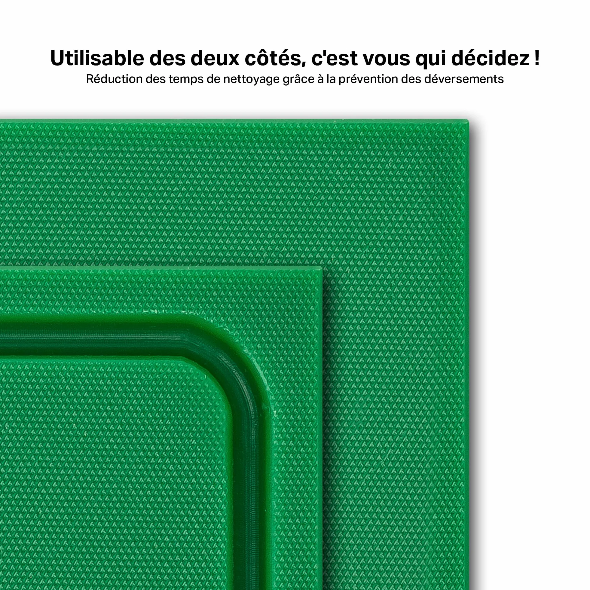 Planche à découper en plastique PE-HD Blanc, 60x40x2 cm, passe au lave-vaisselle, extra épaisse, n'abîme pas les couteaux bac à jus