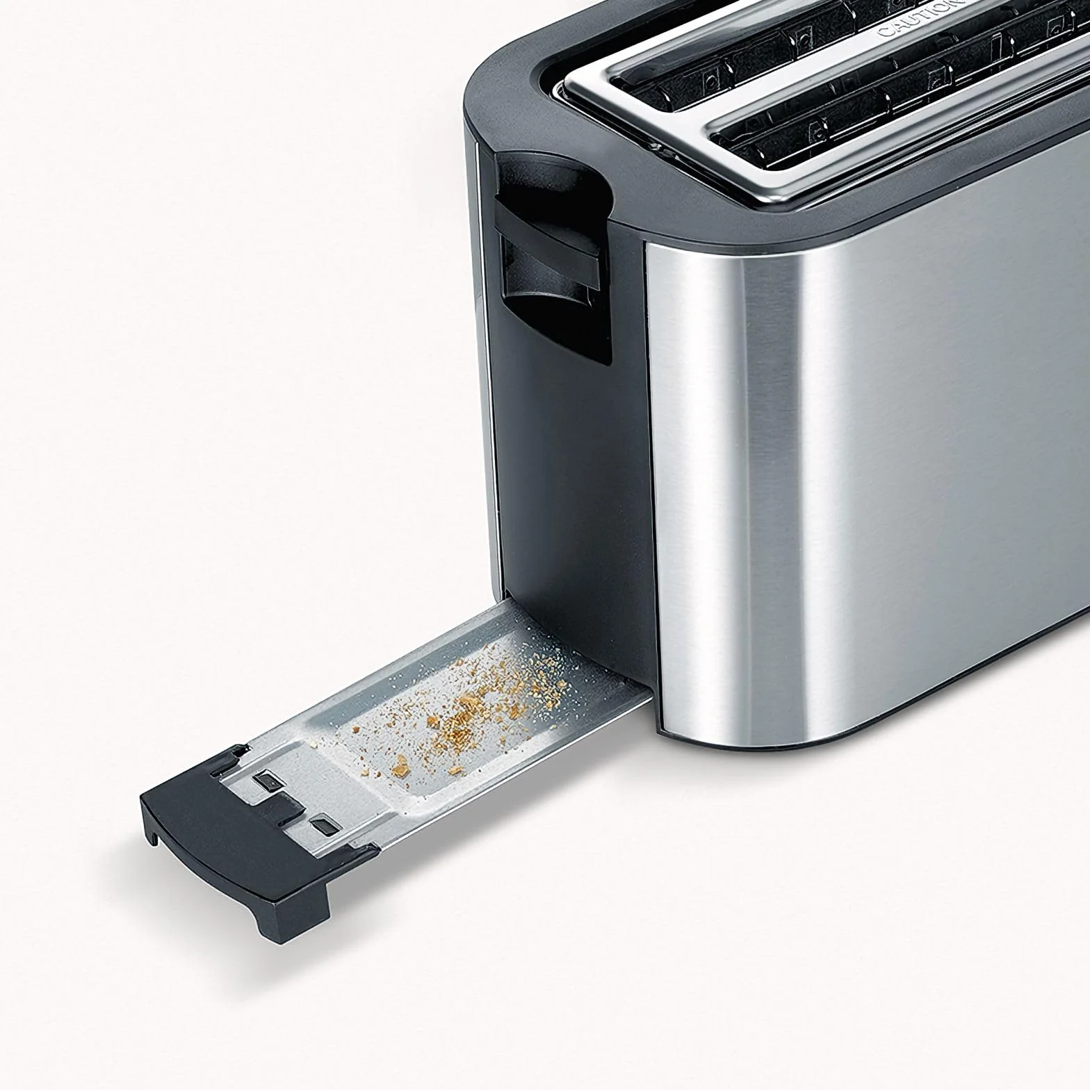 SEVERIN Grille-pain automatique 1400 W, Toaster compact 2 fentes jusqu'à 4 tranches, Grille-pain électrique avec réglage du degré de brunissage & fonction décongélation, Inox/Noir, AT 2590