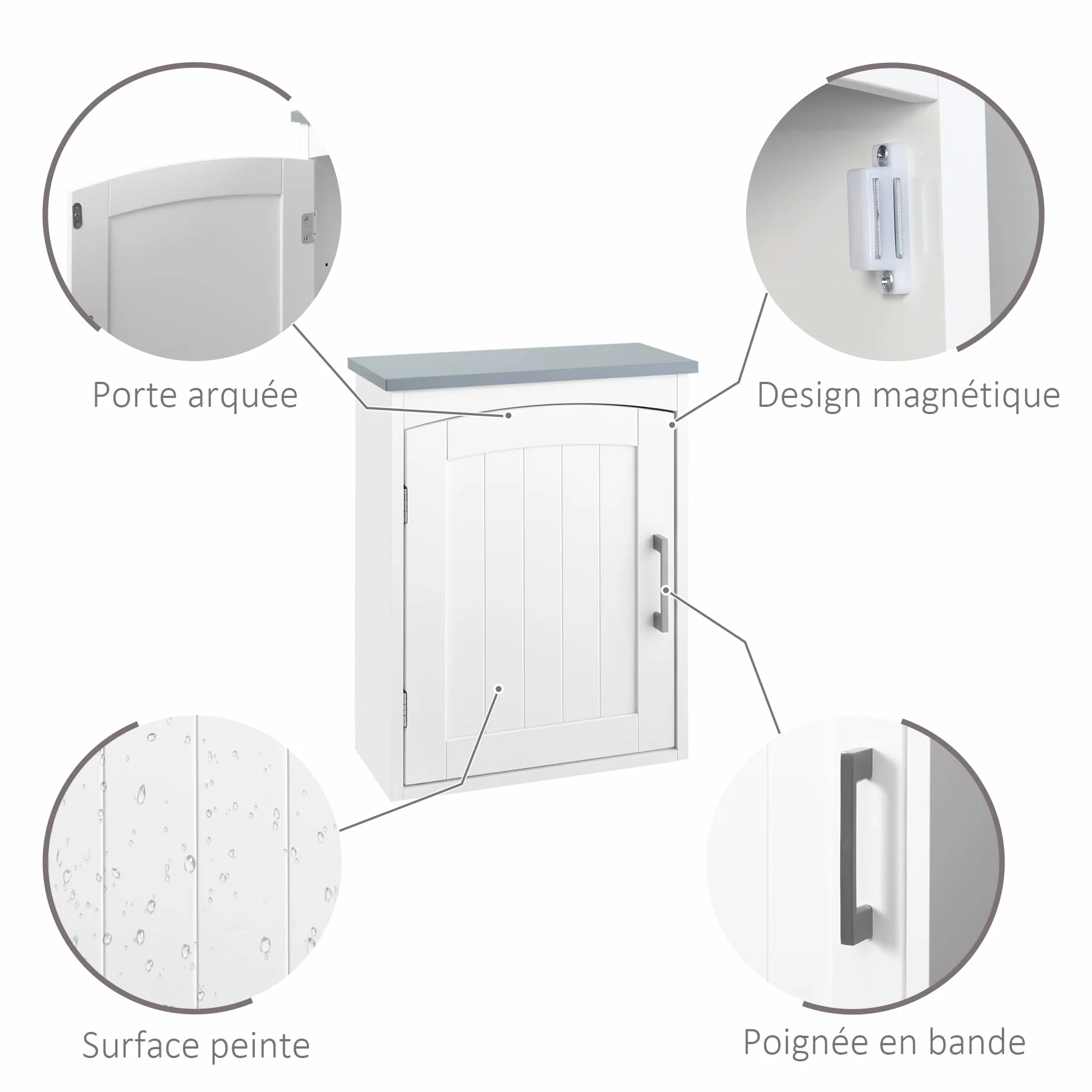 kleankin Meuble WC Suspendu Armoire à Pharmacie Murale Armoire Salle de Bain Rangement avec Porte et étagère réglable - 41 x 18,5 x 52 cm - MDF - Blanc