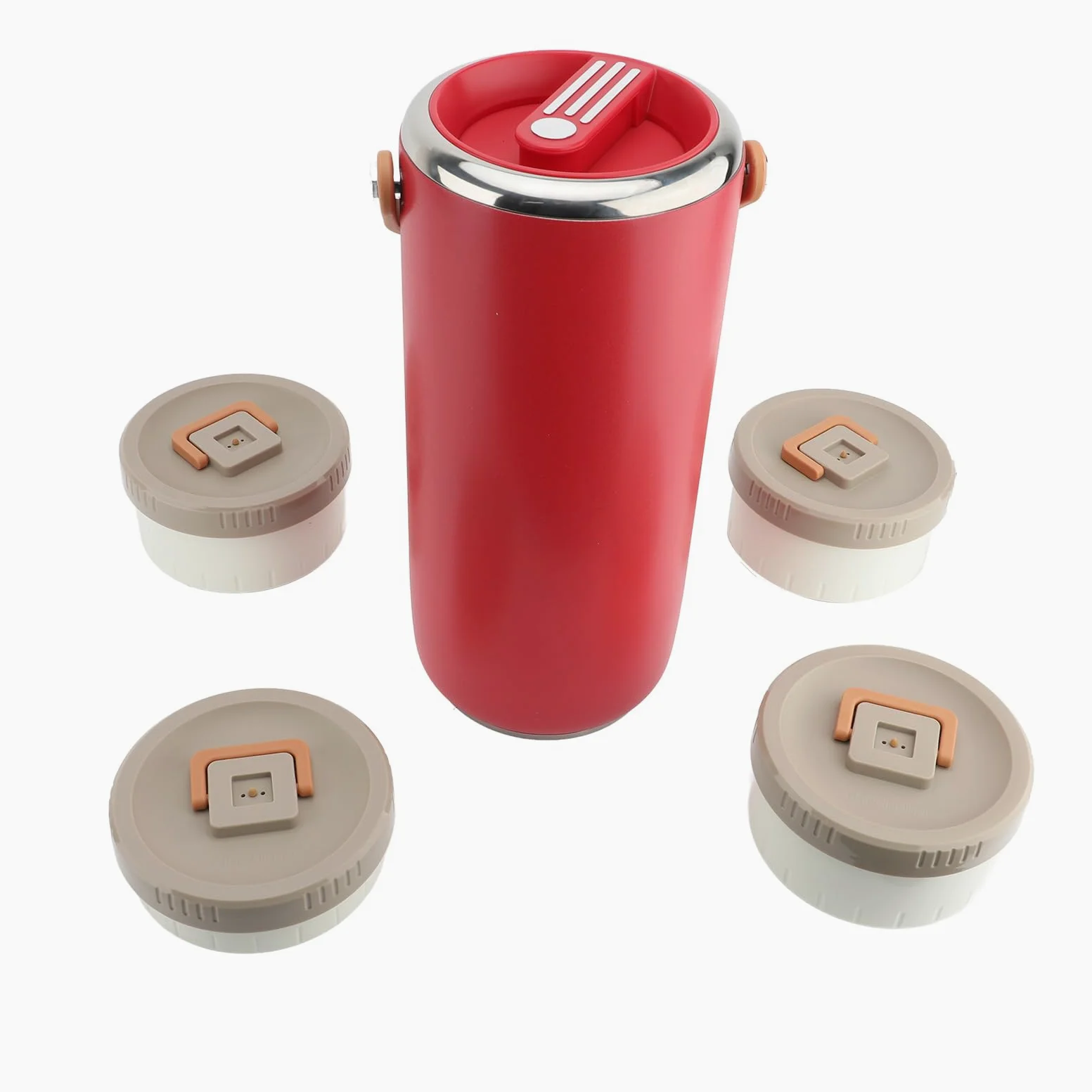 Pot Alimentaire isolé en Acier Inoxydable 3,4 L, Récipient (rouge) | Intérieur en Acier Inoxydable 304, Rétention de Chaleur de 6 à 8 Heures, Poignée Portable pour le Déjeuner, la Soupe et les