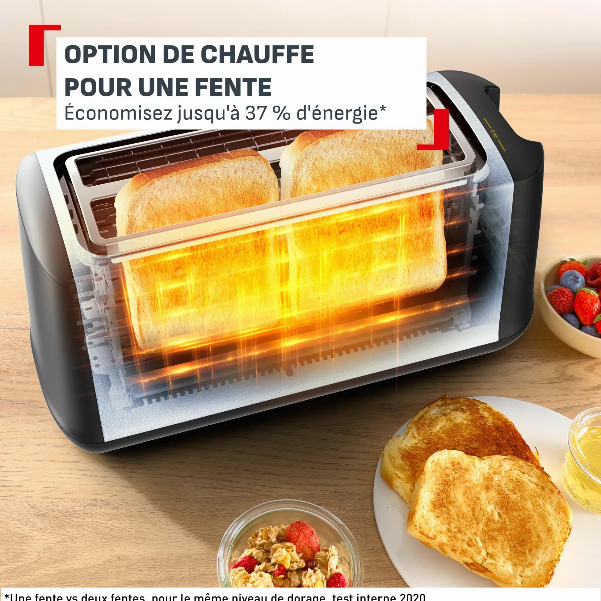 Tefal Subito, Grille-pain 2 fentes, Option de chauffe pour 1 fente, Fentes extra-larges, Levier de surélévation, TL342DE0